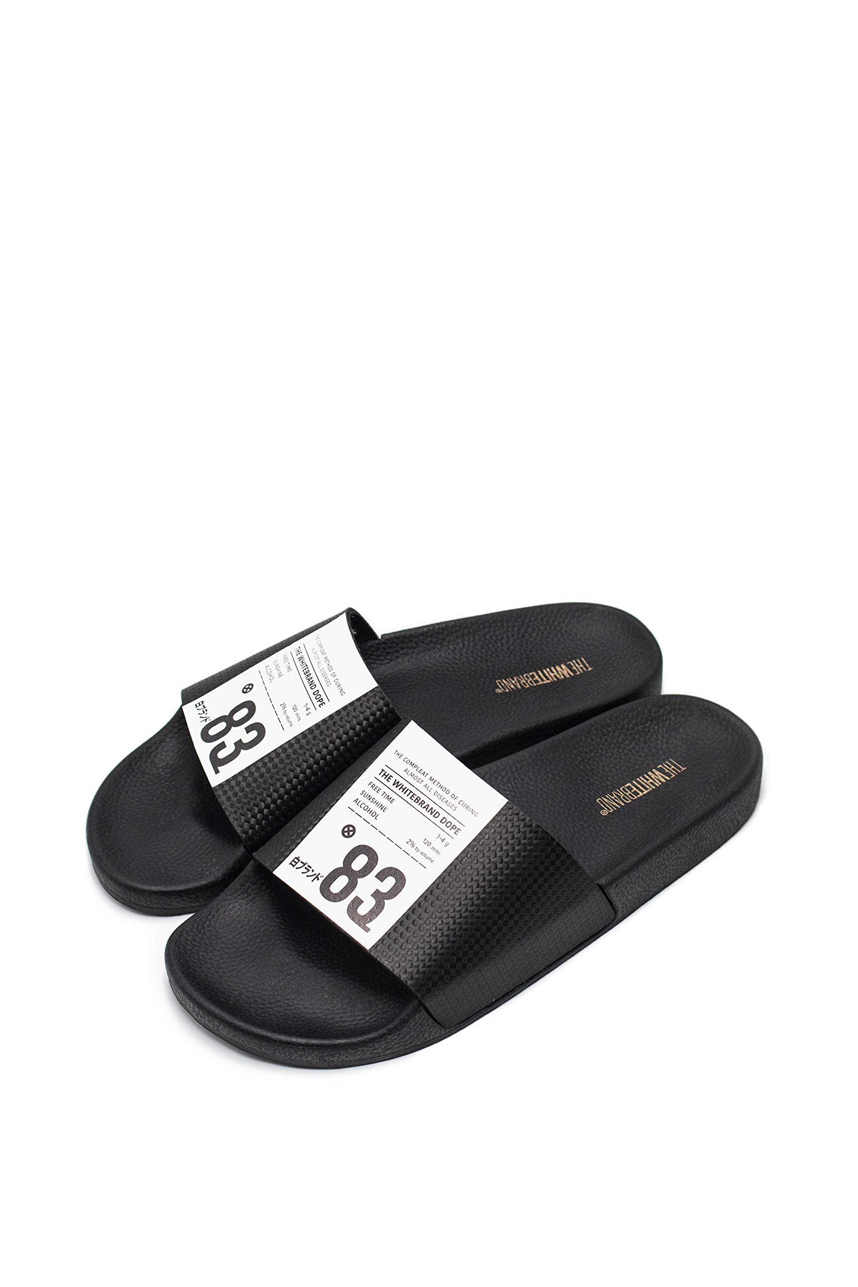 The White Brand Men's Bio Label Open Toe Sandals, Black (Black Black), 8.5 UK