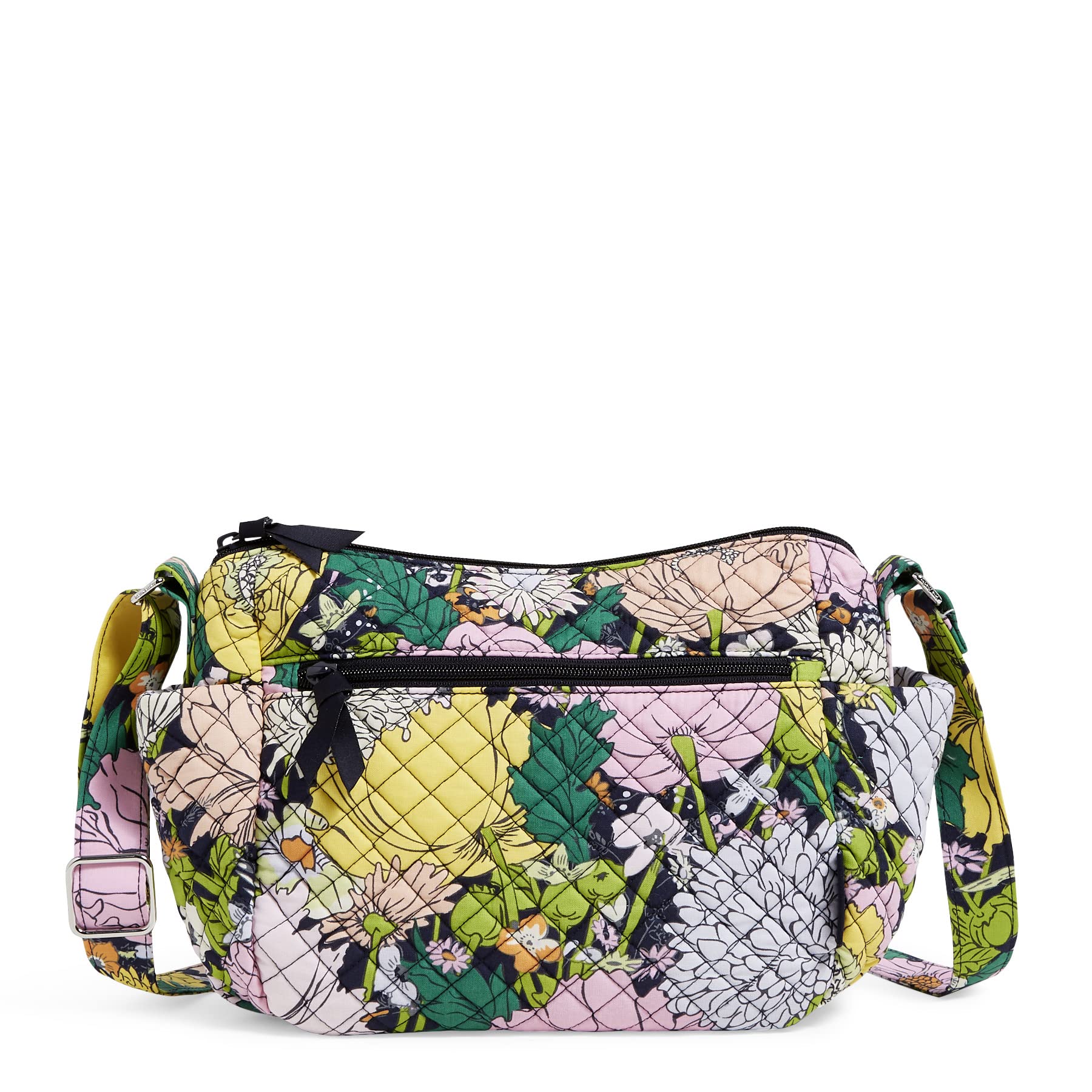 Vera Bradley Women's Iconic on The Go Crossbody, Signature Purse, Bloom Boom-Recycled Cotton, One Size
