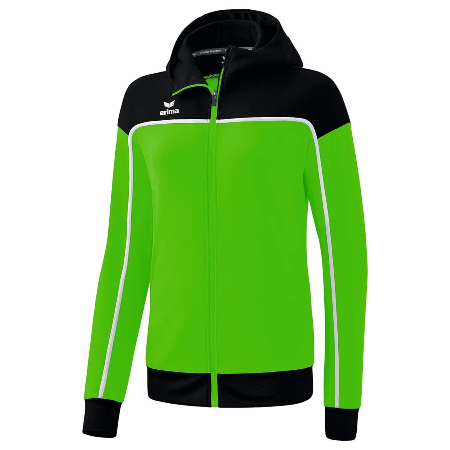 Erima Women's Change Training Jacket with Hood, Green/Black/White, 42