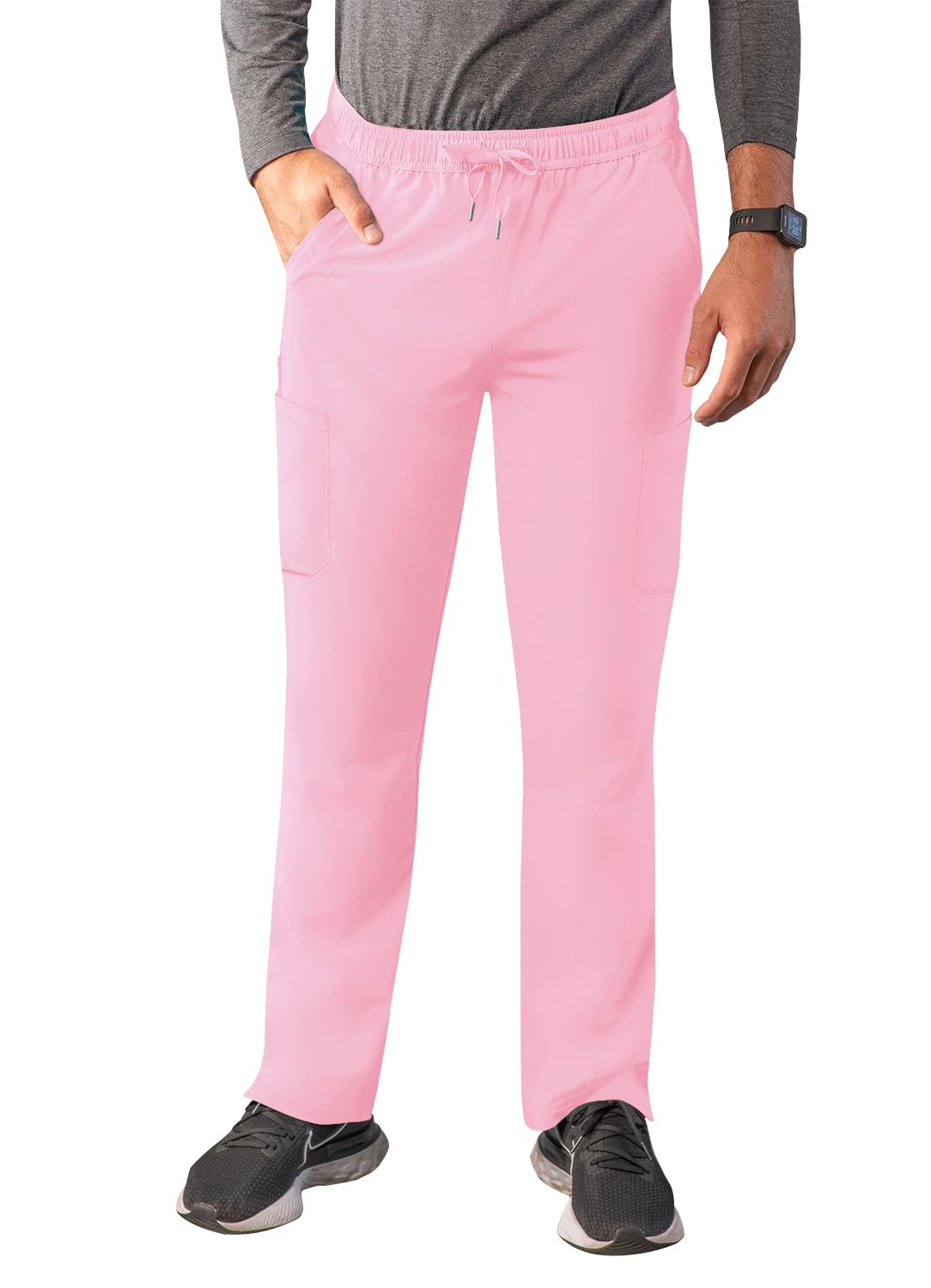 Adar Addition Scrubs for Men - Slim Leg Cargo Drawstring Scrub Pants - A6106 - Soft Pink - 3X