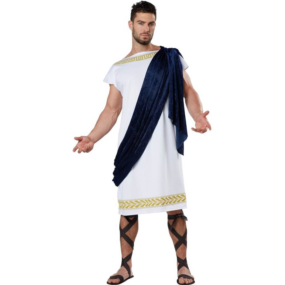 California Costumes Men's Grecian Toga, White/Navy, X-Large