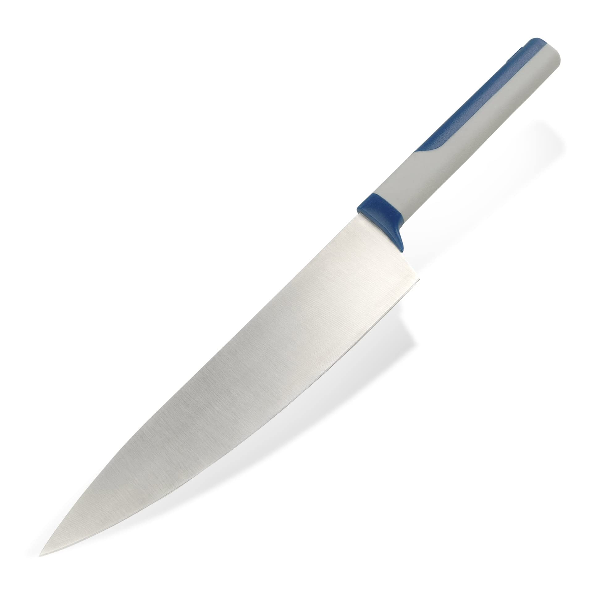 Tasty Chef Knife 20cm, Stainless Steel Sharp Blade, Durable Kitchen Knife with Ergonomic Soft-Touch Handle, Colour: Blue, Grey