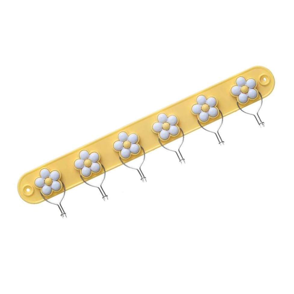 HK Online 6 Yellow Flower Daisy Hooks -Girls Bedroom Wall Rack