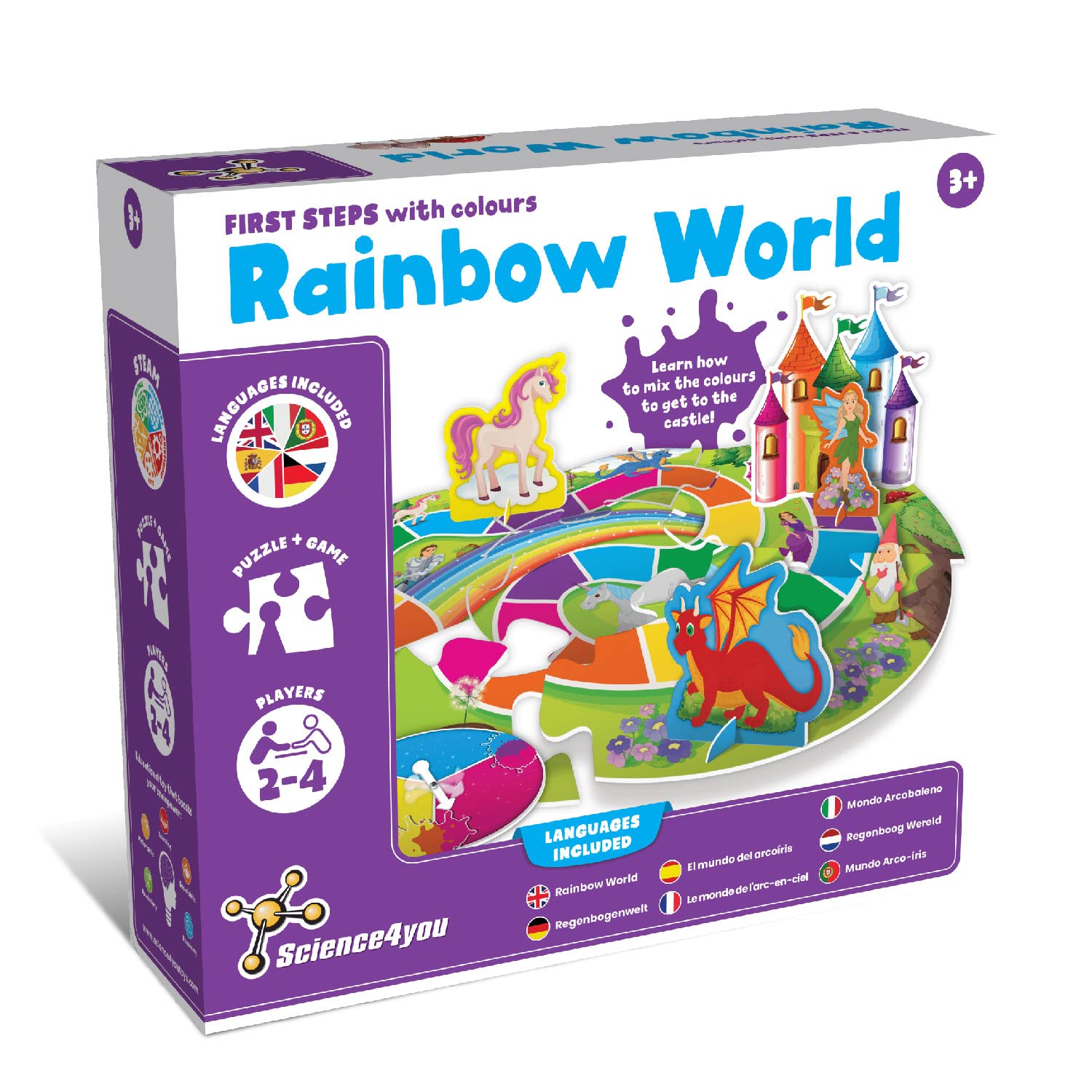 Science4you First Steps Rainbow World - Puzzles for 3+ Years Olds to Learn Colors for Toddlers: Fairy, Princess and Unicorn Puzzle for Kids, Games, Toys and Gifts for 3 4 5+ Years Old Boys and Girls