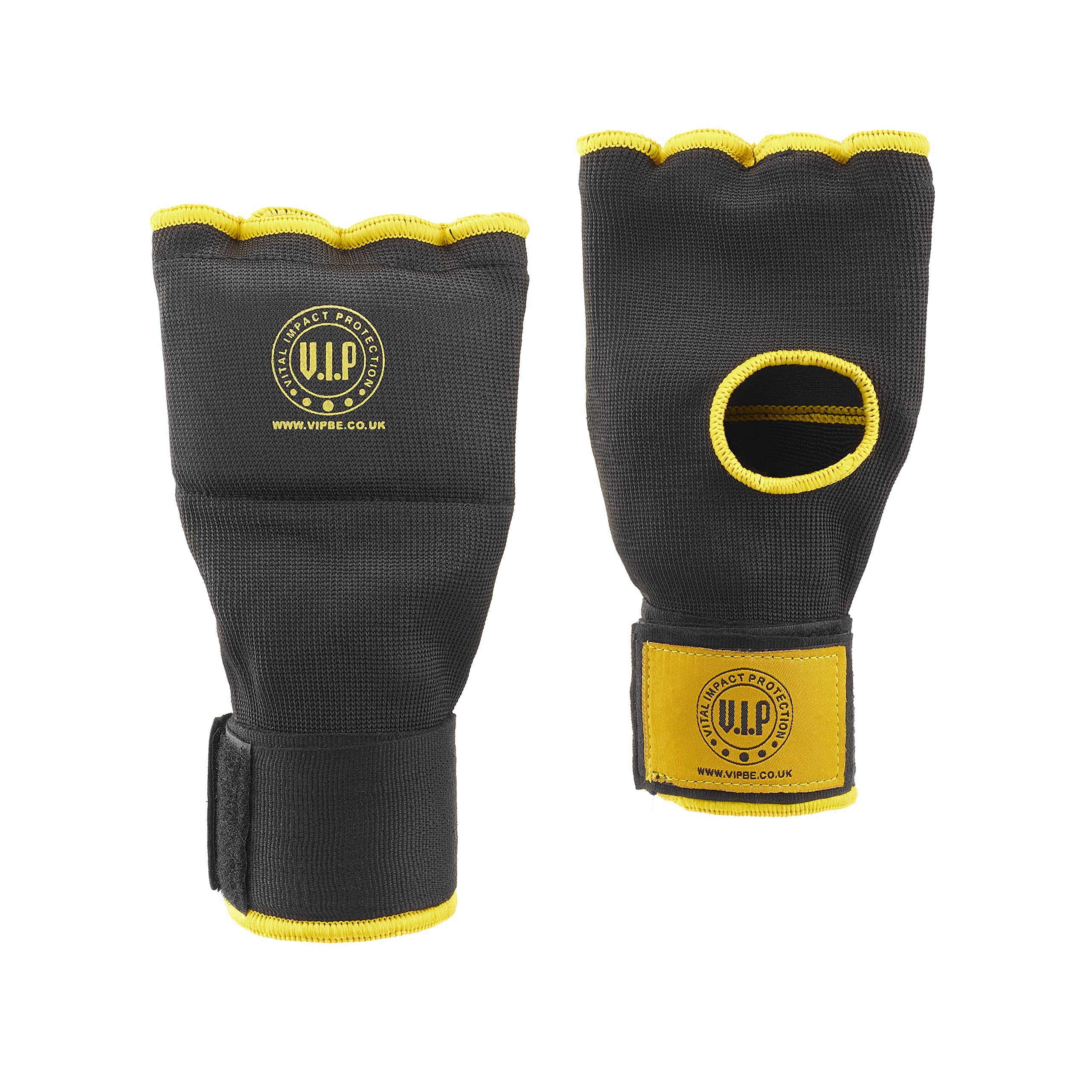 VIP Unisex Odex Carbon Fibre & Shock Gel Mma Boxing Inner Gel Gloves With 75cm Long Wrist Straps Fis Under Mitts Handwraps, Black, XL UK