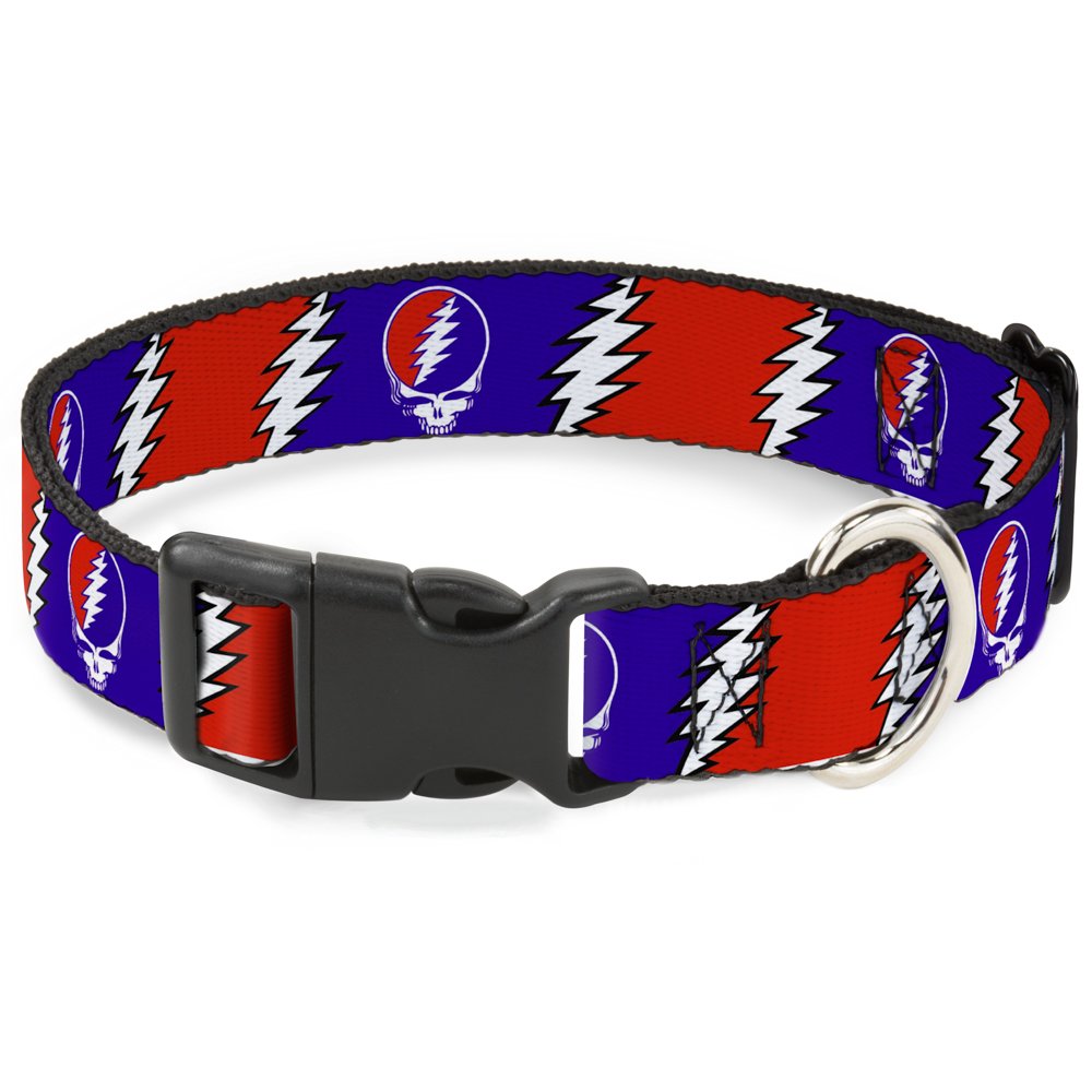 Buckle Down Plastic Clip Collar - Steal Your Face w/Lightning Bolt Repeat Red/White/Blue