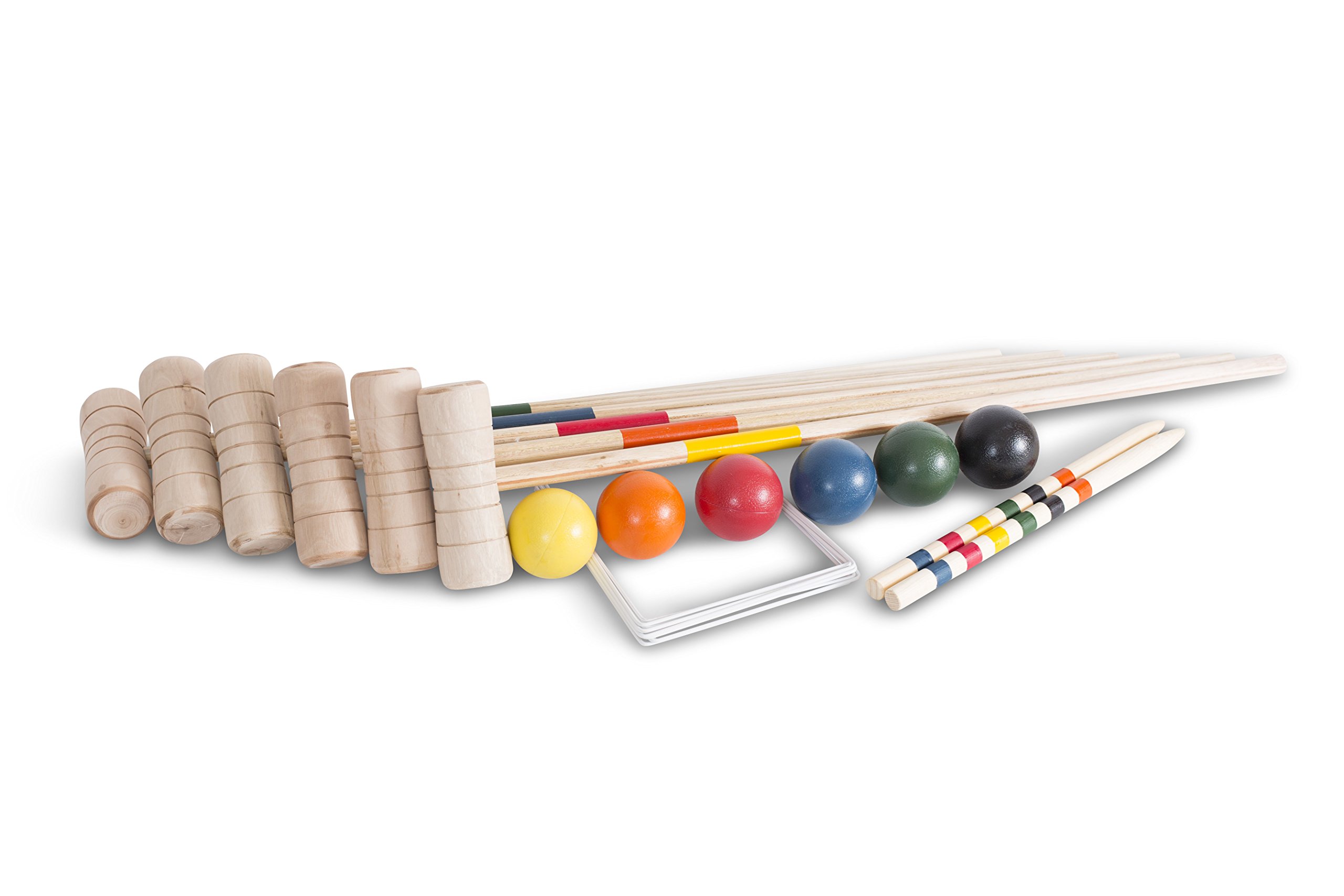 BEX Croquet Garden Game - 6 Players Set | Ball Games for Families, Kids & Adults | Mallets, Balls, Wickets & Stakes | Outdoor, Summer Parties, Beach or Camping Games | Hardwood