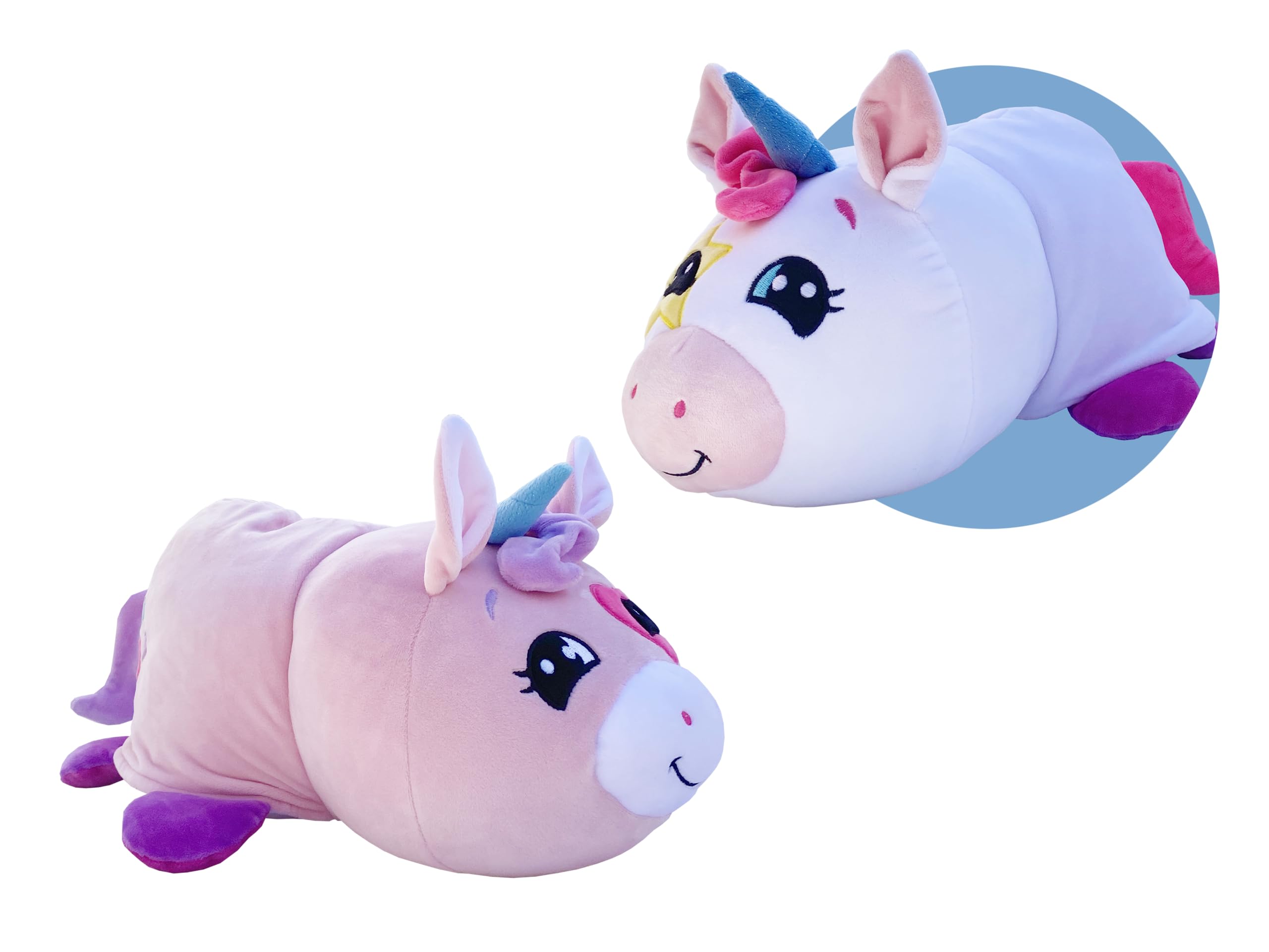 Goliath Games Flip-a-Zoo Mushmillows: Unicorn | The Toy that Flips For You! | 2-in-1 Super Squeezable, Squashy Pals | 15-inch Reversible Plush