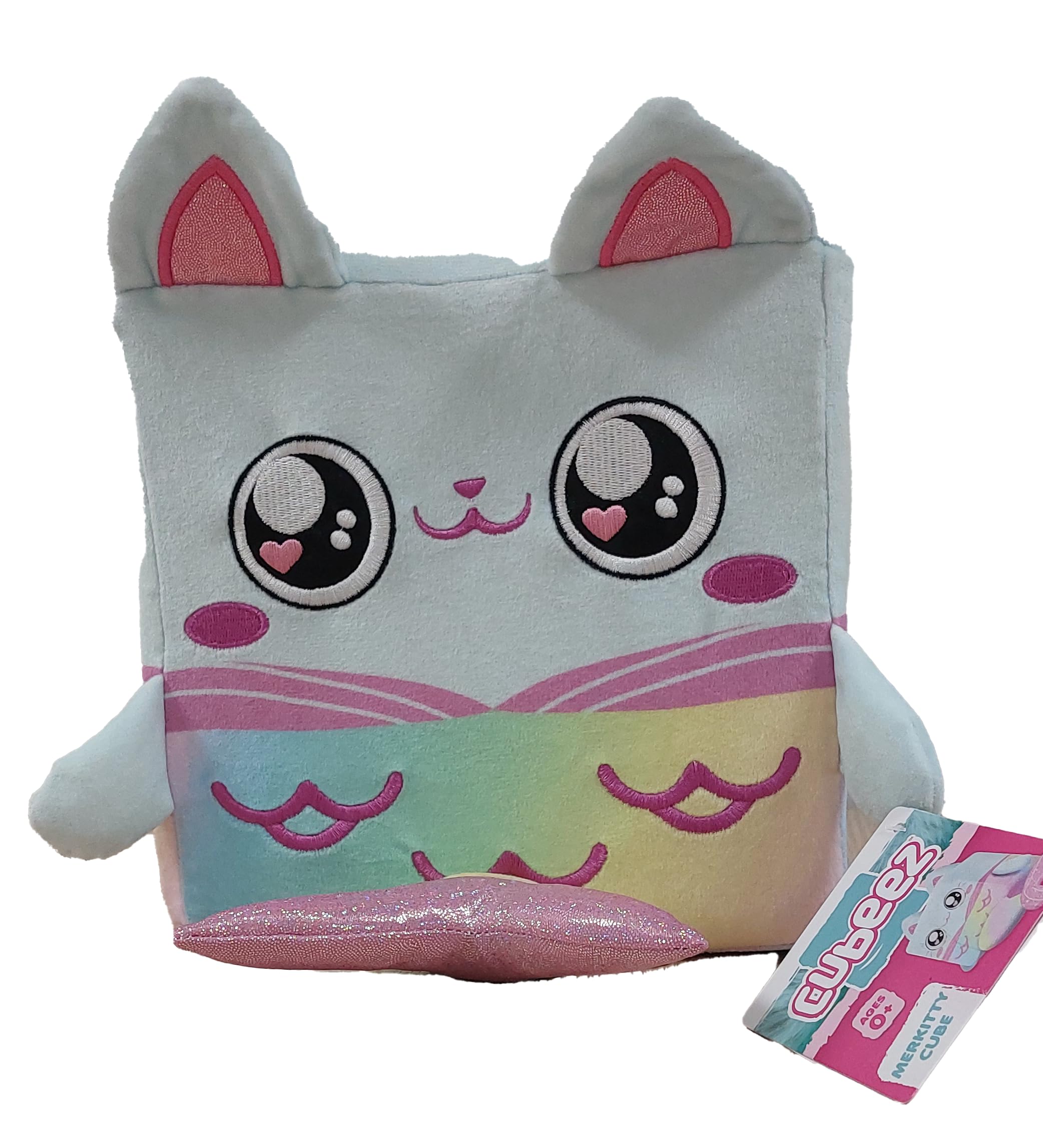 Cubeez Plush MerKitty 20cm – Stackable Squishy Memory Foam Soft Toy, Fun Collectible with Quirky Characters, Collect All 4 for Stacks of Fun, 20x20x20cm, Suitable from Birth