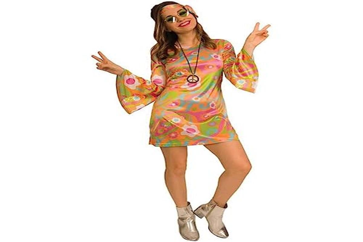 amscan 9905139 - Women's 1960's Groovy Baby Hippy Adults Fancy Dress Costume Size: 14-16