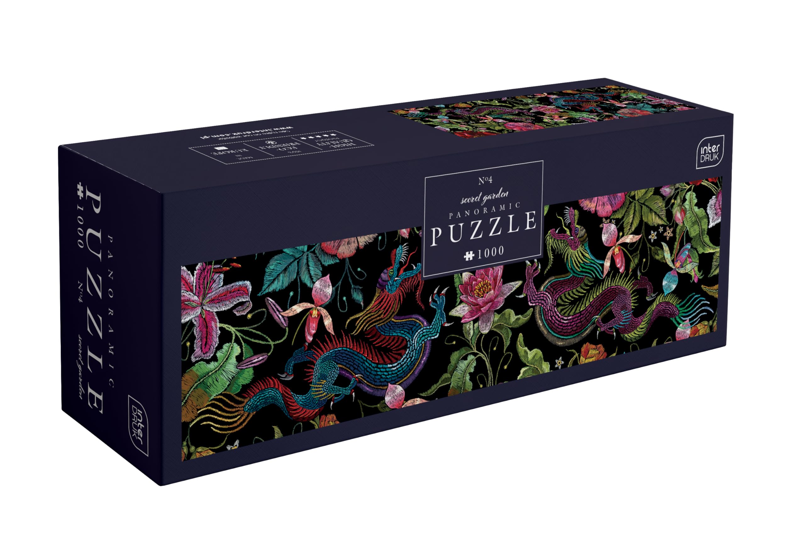 Interdruk - 1000 Piece Panoramic Puzzle for Adults - Secret Garden no. 4, Colourful Design
