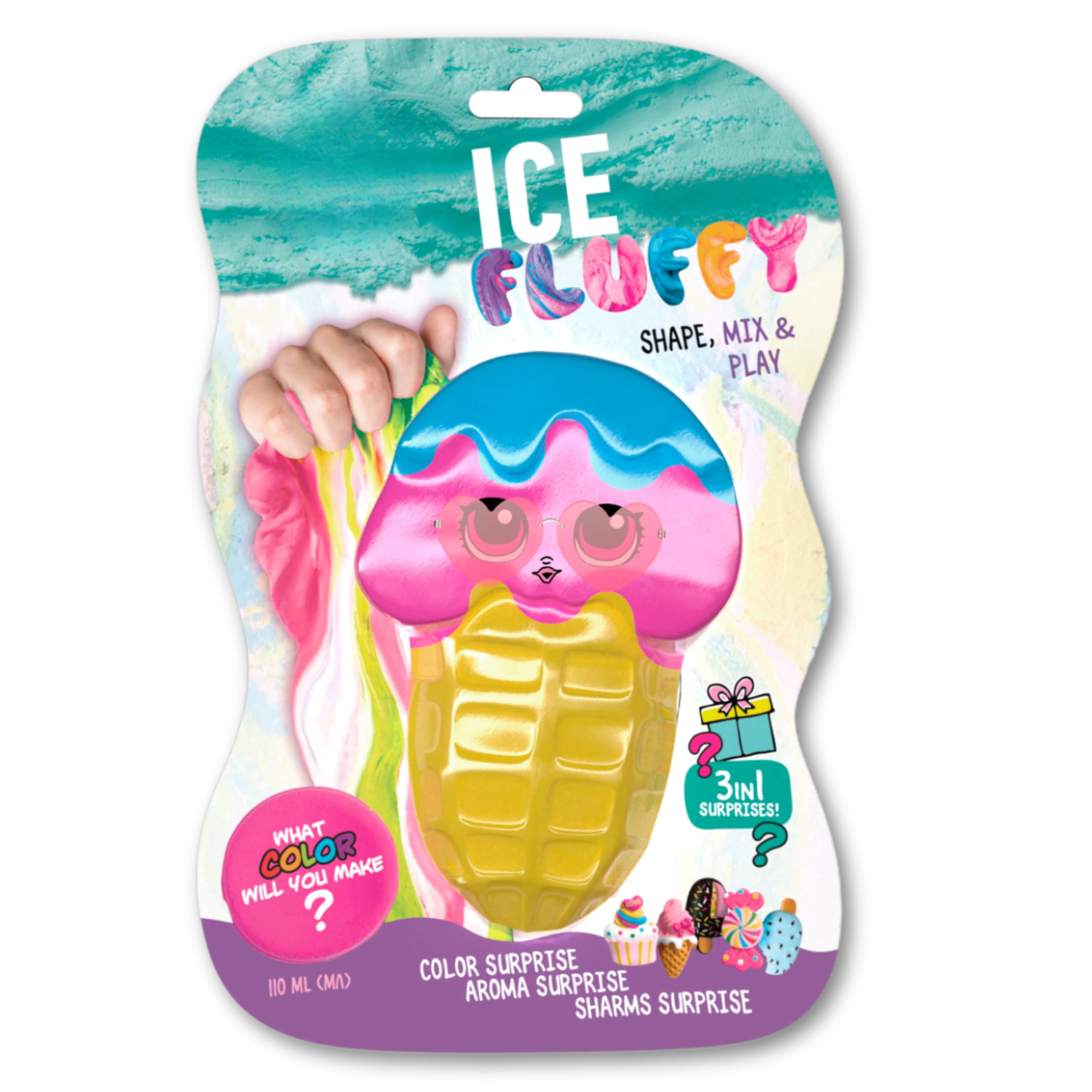 Ice Fluffy Air Dry Clay 110ml, Fidget Toys Stretchy Anti-Stress Toy - Squishy Kids Party Bags Fillers - Fun and Relaxing Playtime Activity, Scented Clay, Surprise. Colours, Surprise Inside