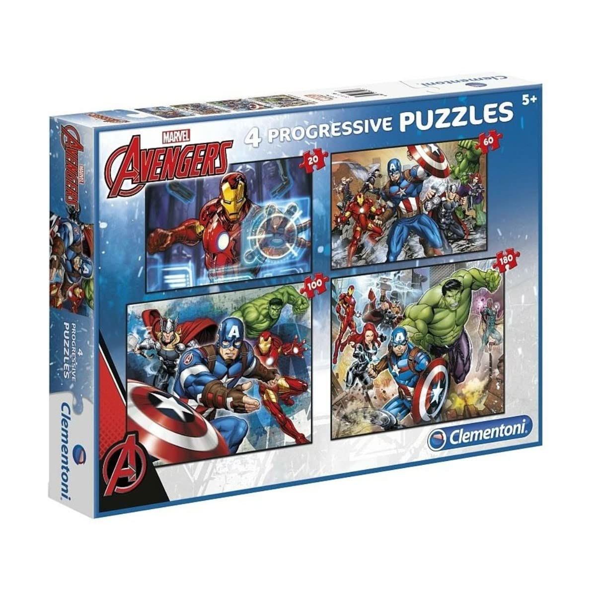 Clementoni - 07722 - Supercolor Avengers Puzzle - 20 + 60 + 80 + 180pc