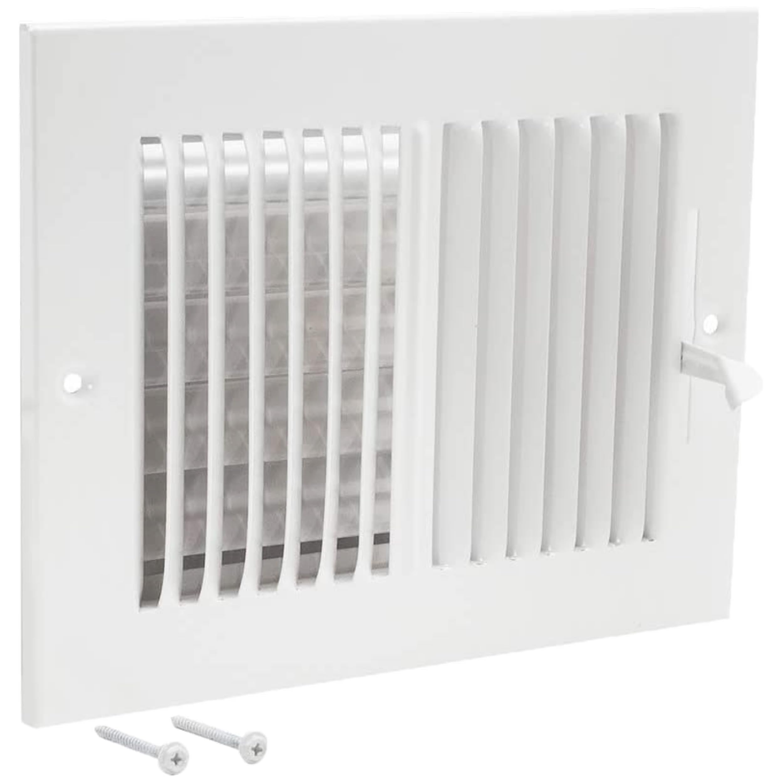 EZ-FLO 61661, White Two-Way Sidewall/Ceiling Register, 8 inch (W) x 6 inch (H) Opening, 8" x 6"