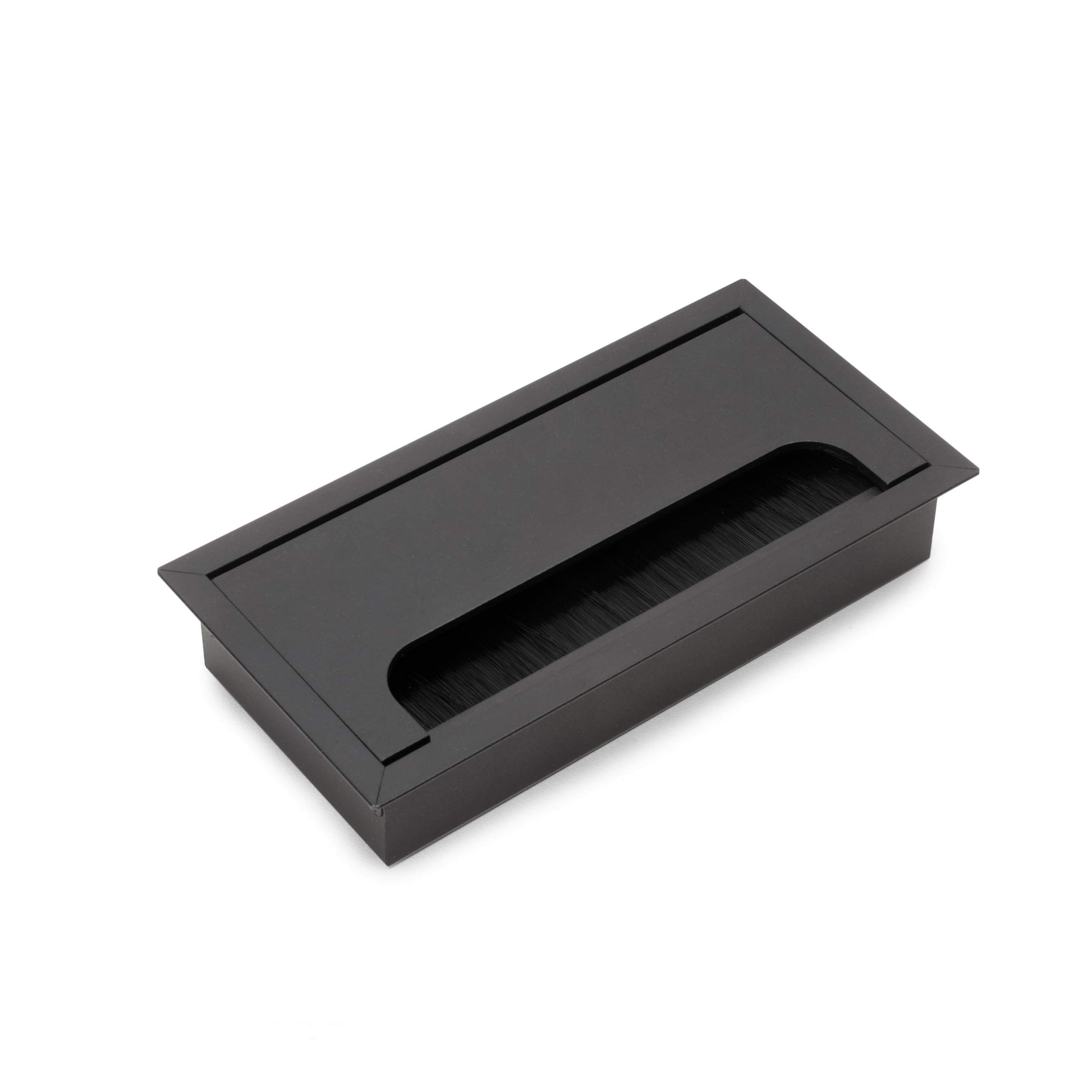 Emuca - Cable organizers for table, rectangular, 160x80mm, recessed, Aluminium, Black painted