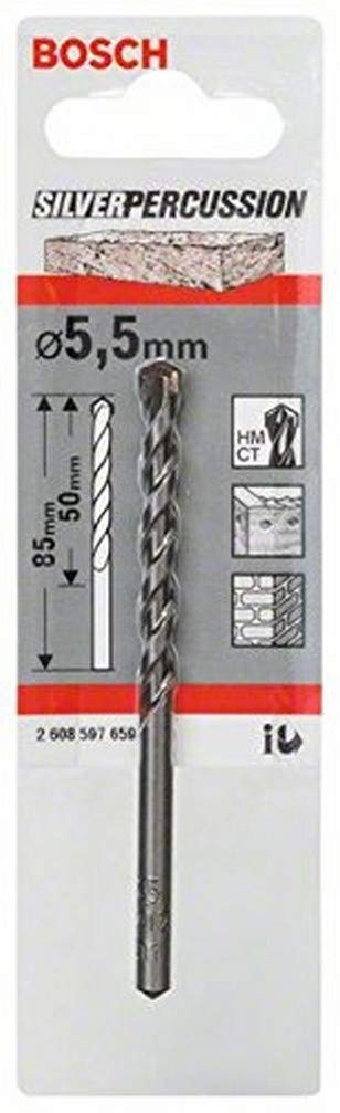 Bosch 2608597659 CYL-3 Concrete Drill Bit, 5.5mm x 50mm x 85mm, Silver