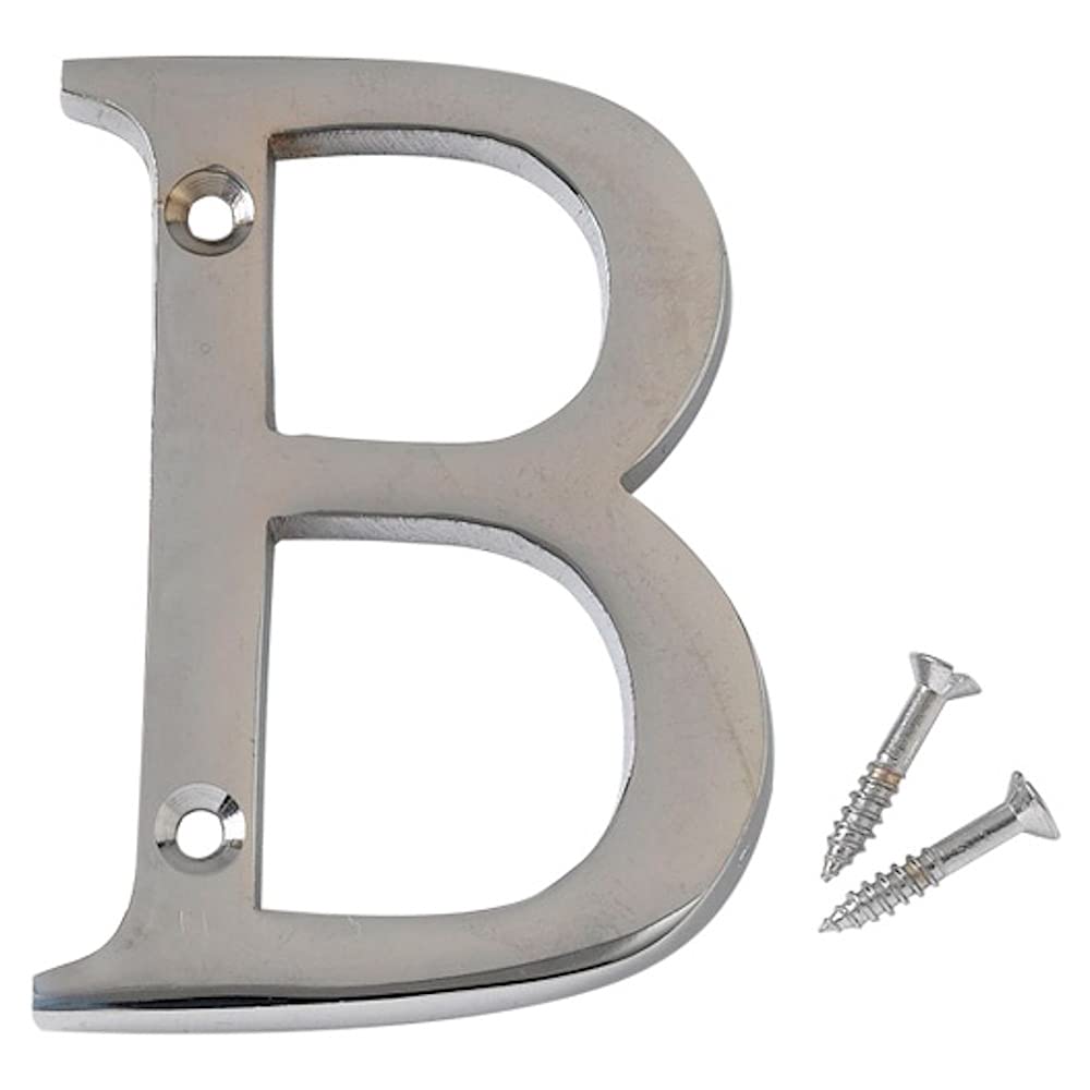 Merriway BH04338 Polished Chrome Screw-On House Flat Gate Post Letter 75 mm (3 Inch) Letter B