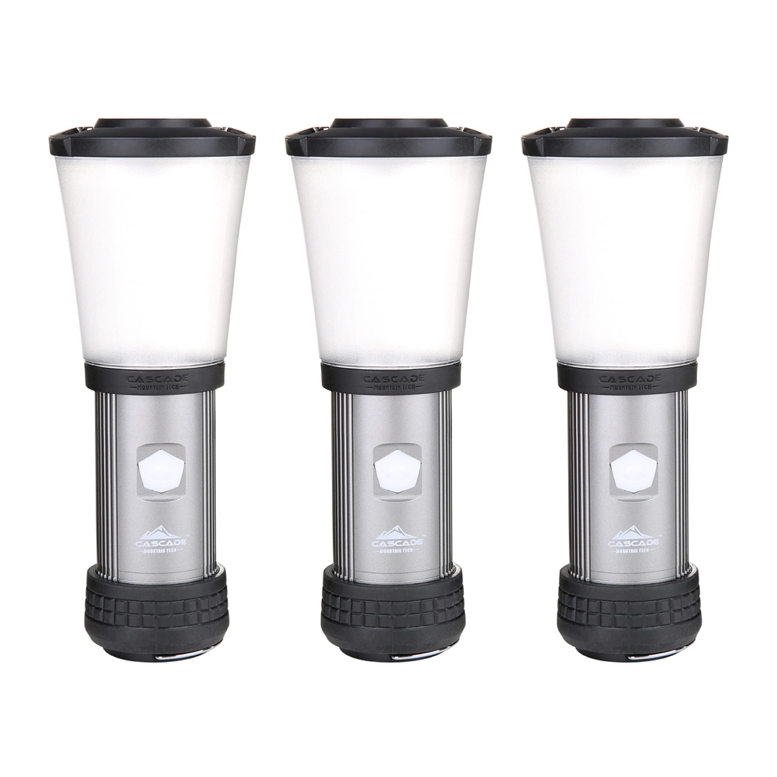 Cascade Mountain Tech 500-Lumen IPX4 Water-Resistant LED Flashlight Lantern with 3 Light Modes for Outdoor and Emergency Use - 3 Pack