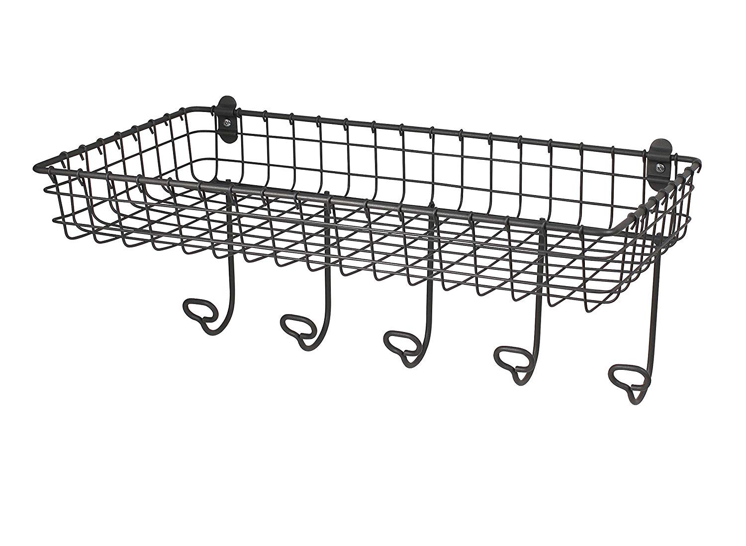 Spectrum Diversified Vintage Wall Mount Tray & Hook Station, Industrial Gray Medium