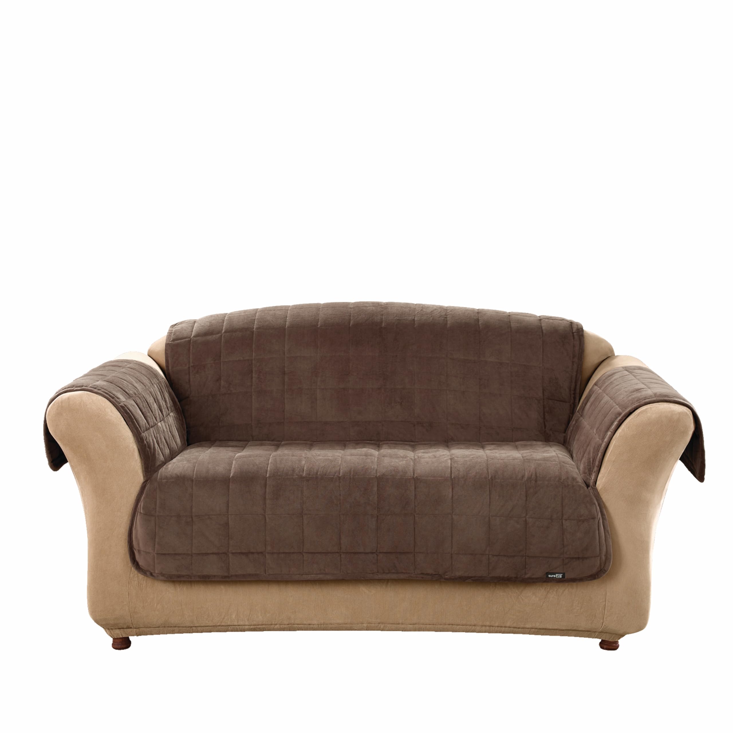 Sure Fit Quilted Velvet Deluxe Loveseat Pet Throw, Chocolate