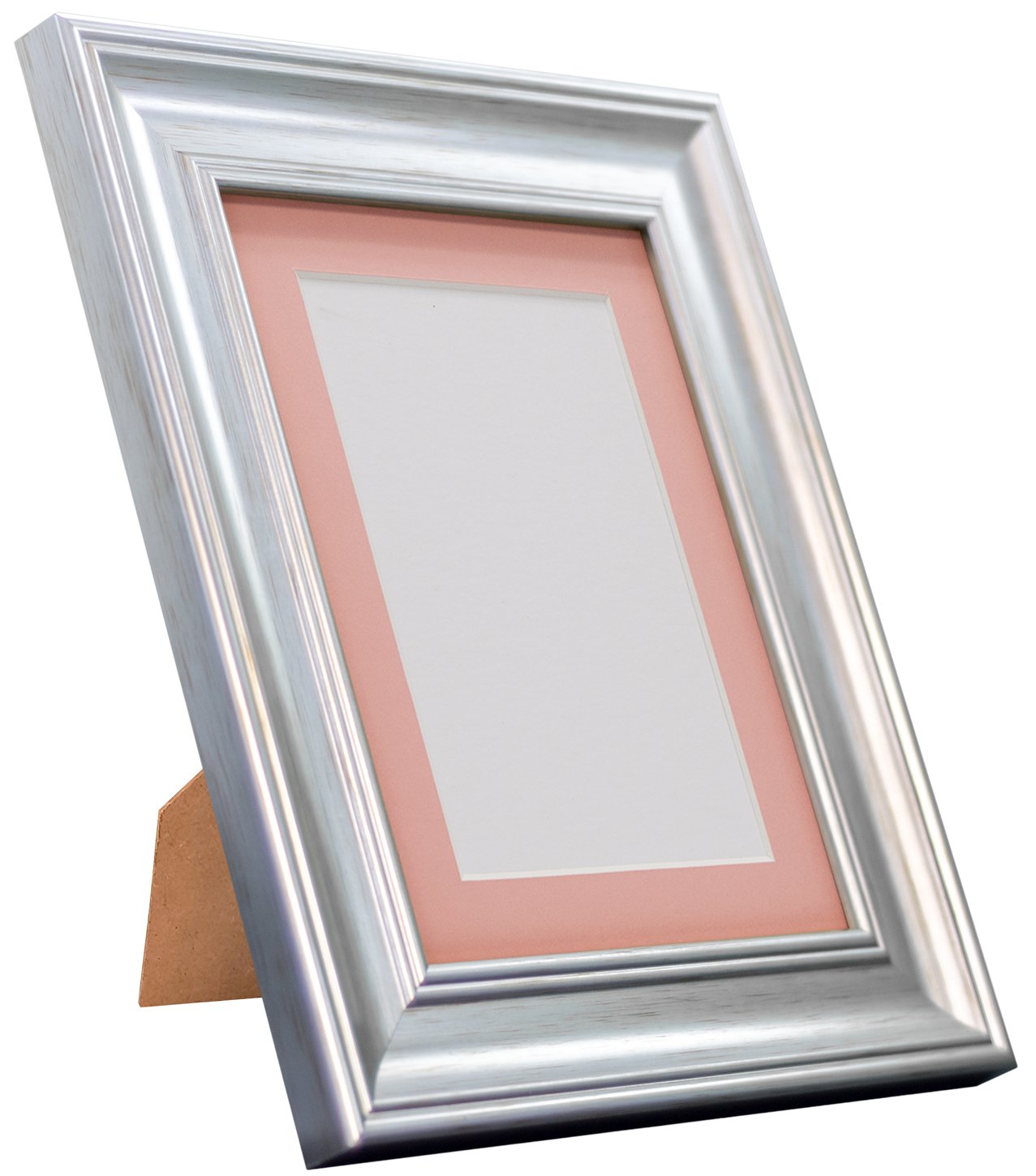 FRAMES BY POST Scandi Vintage Picture Photo Frame, Recycled Plastic, Silver with Pink Mount, 20 x 20 Image Size 16 x 16 Inch