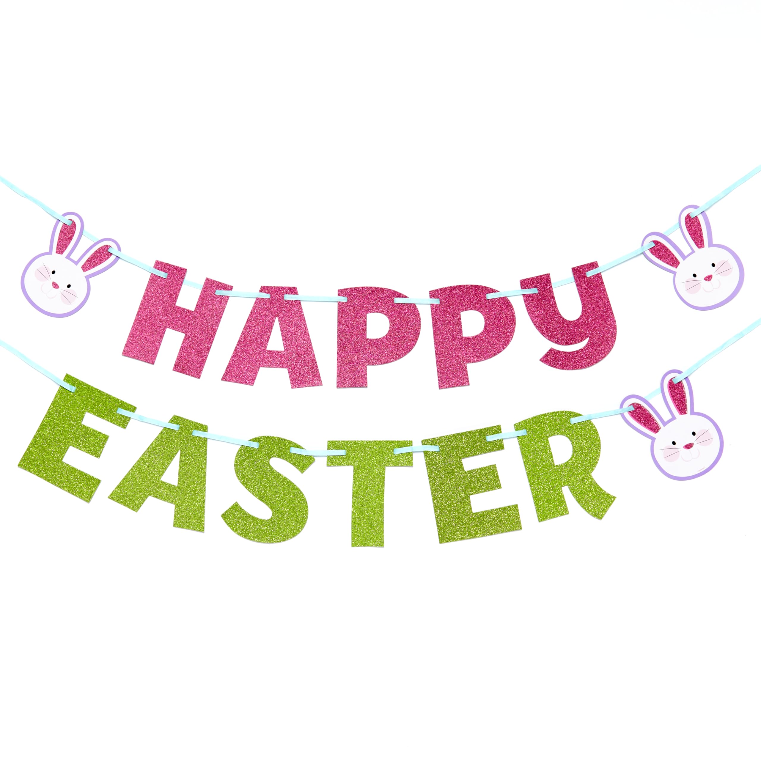 amscan 210291 Amscan - Happy Easter Glitter Letter Ribbon Banner Party Hanging Decoration - 3.65m