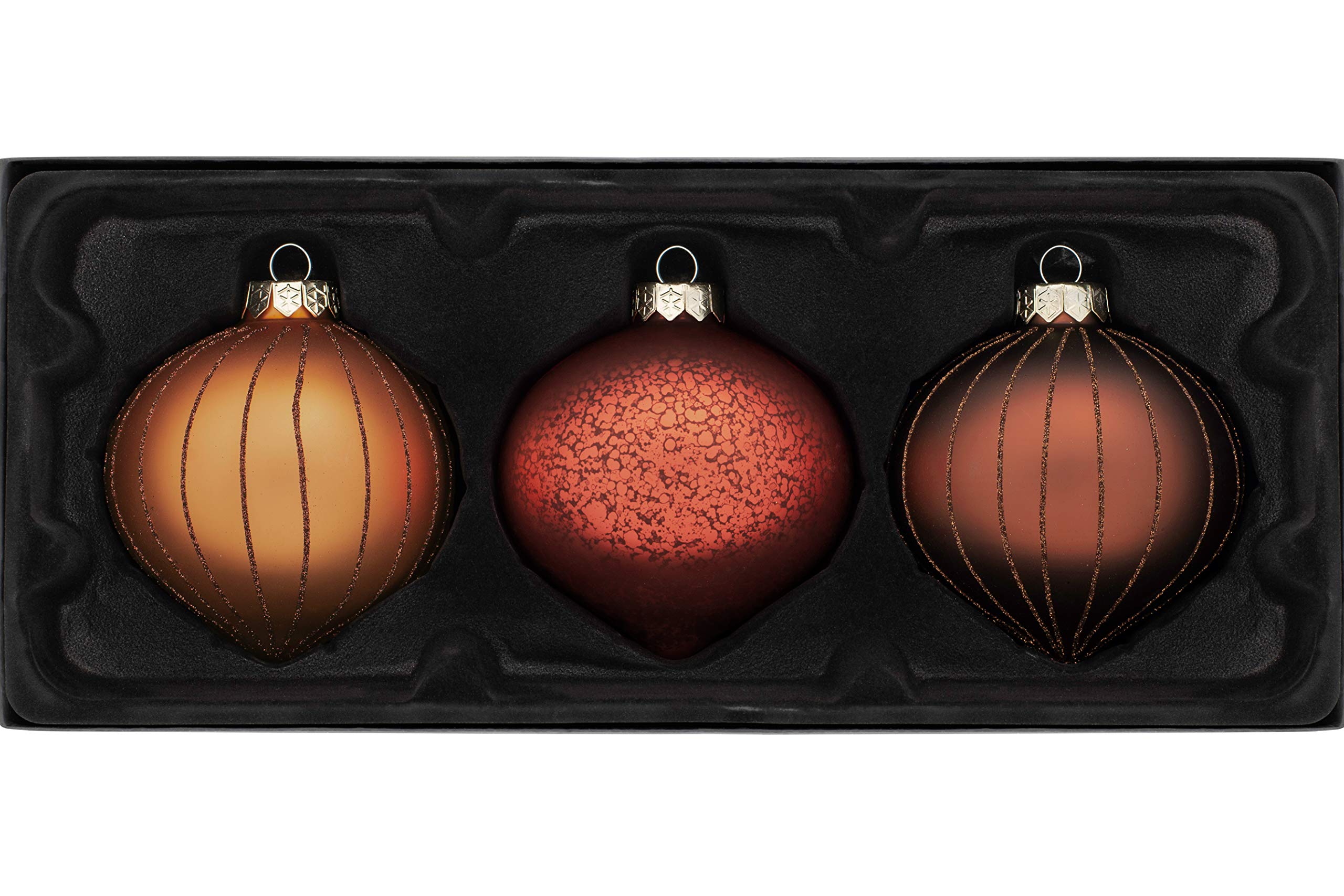 WeRChristmas Glass Christmas Tree Onion Baubles, Copper, 11 cm