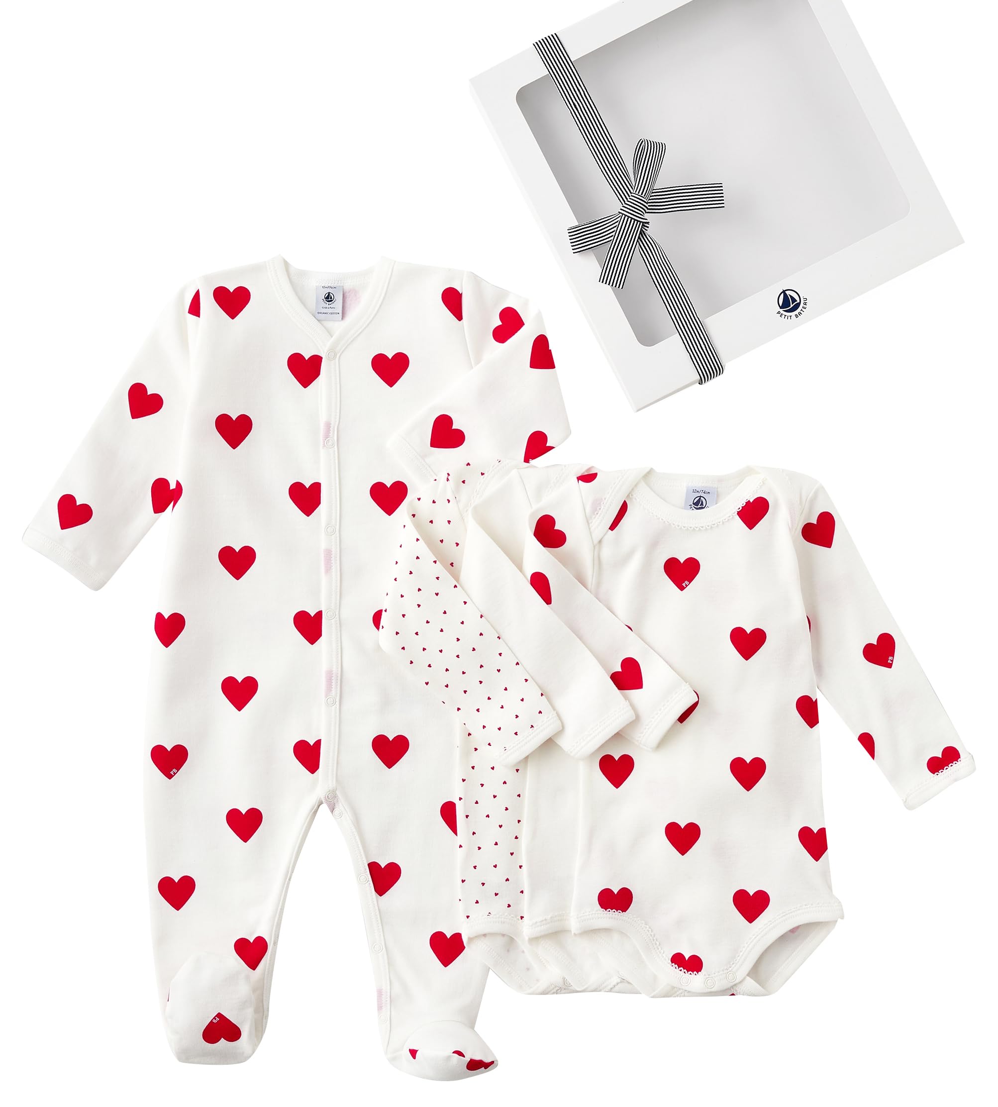 Petit Bateau Baby A09N2 Sleep Well + 3 Onesies, Variante 1, 12 Mois