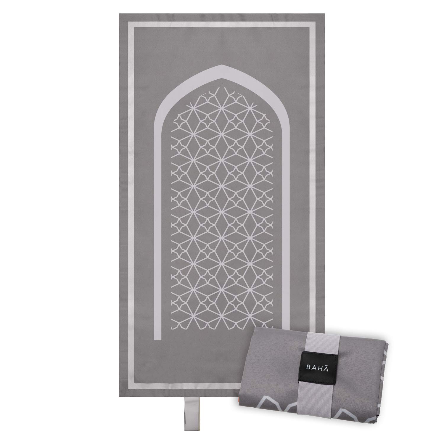 BAHĀ Portable Prayer Mat – Foldable, Water-Resistant Travel Sejadah - Pocket Prayer Mat for Muslims with Elastic Band, Ultra-Light & Compact Design, Ideal Muslim Gift (Slate Gray)