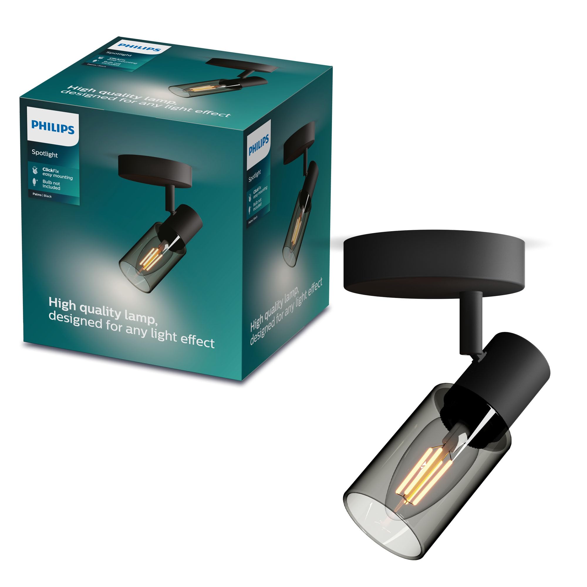 Philips Palms Spot 1-Head, E14 not Included, Black, IP20