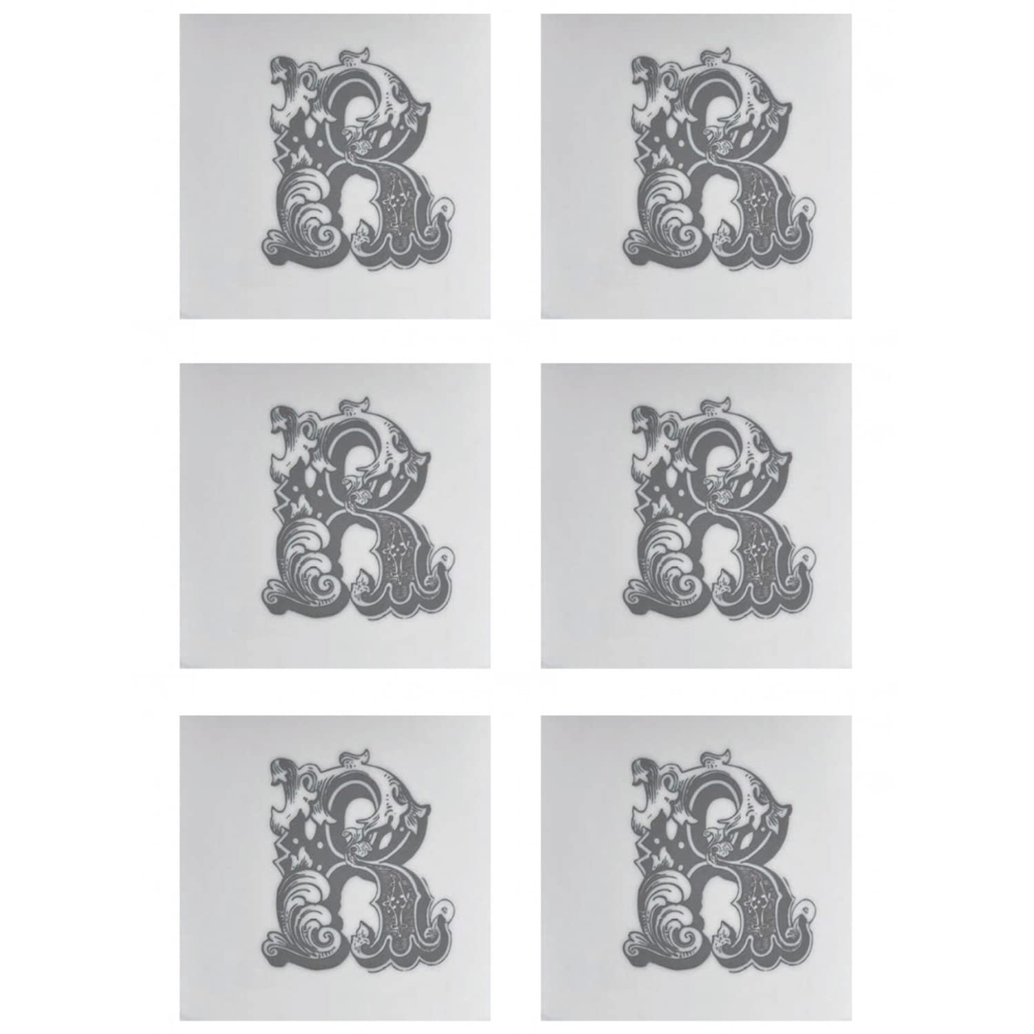 Livellara Milano Porcelain and Cork Coaster, Personalized with Letter R, for Breakfast, Camping, Graduation, Gift Idea, Hand Washable Collection: Lettering