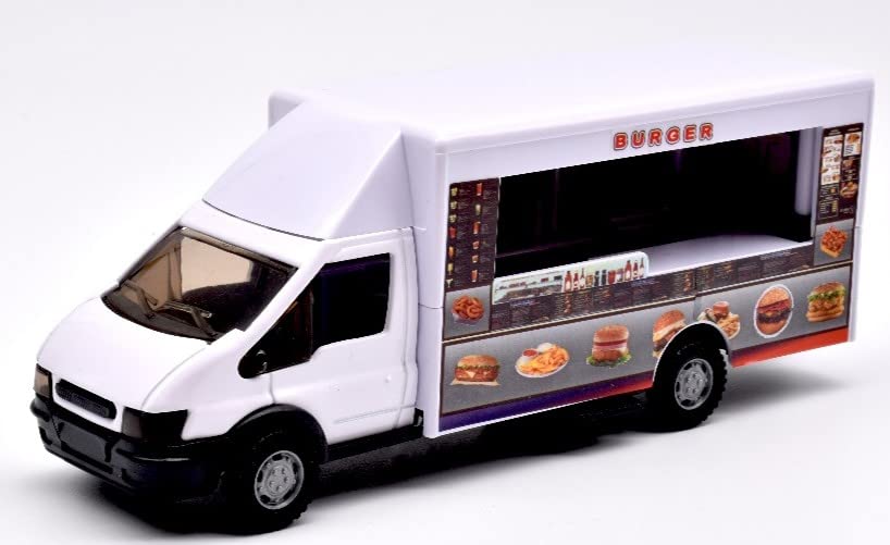 MOTOR ZONE from Peterkin | Burger Van Toy Vehicle | Burger themed Food Van with free wheel action | 1:48 Scale | Diecast Vehicles | Ages 3+