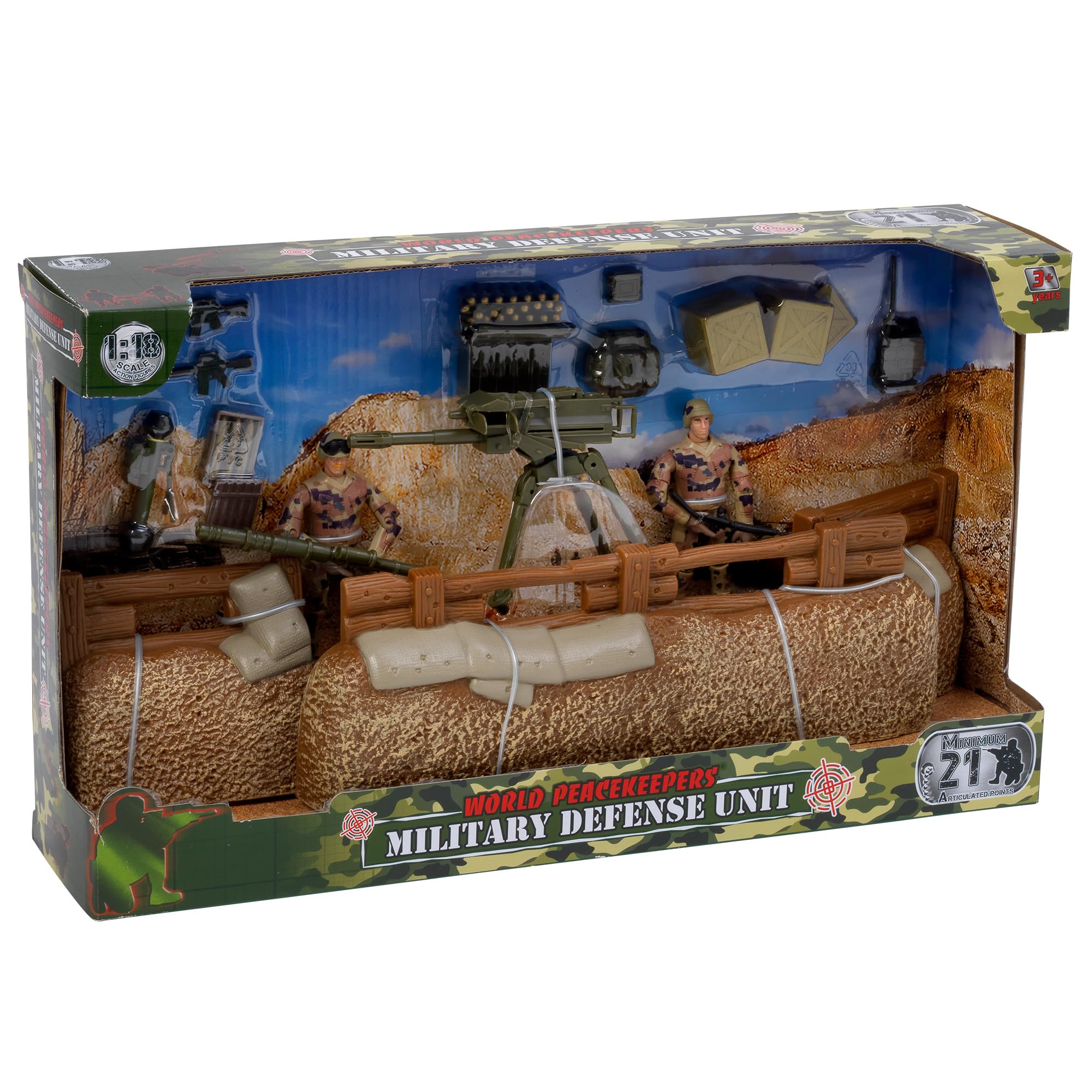 WORLD PEACEKEEPERS from Peterkin | Military Defense Unit - Playset with Articulated Figures | 1:18 Scale | Action Figures & Accessories | Ages 3+