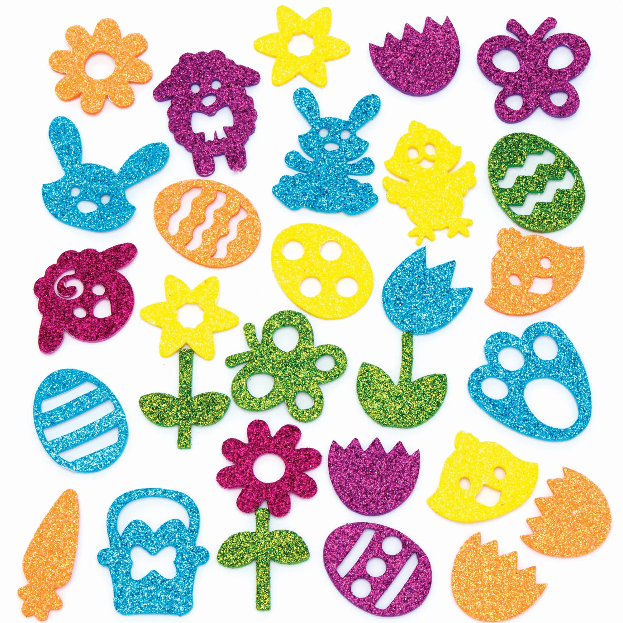 Baker Ross Easter Glitter Stickers - Pack of 150, Glimmer Easter Stickers for Children (FC636)