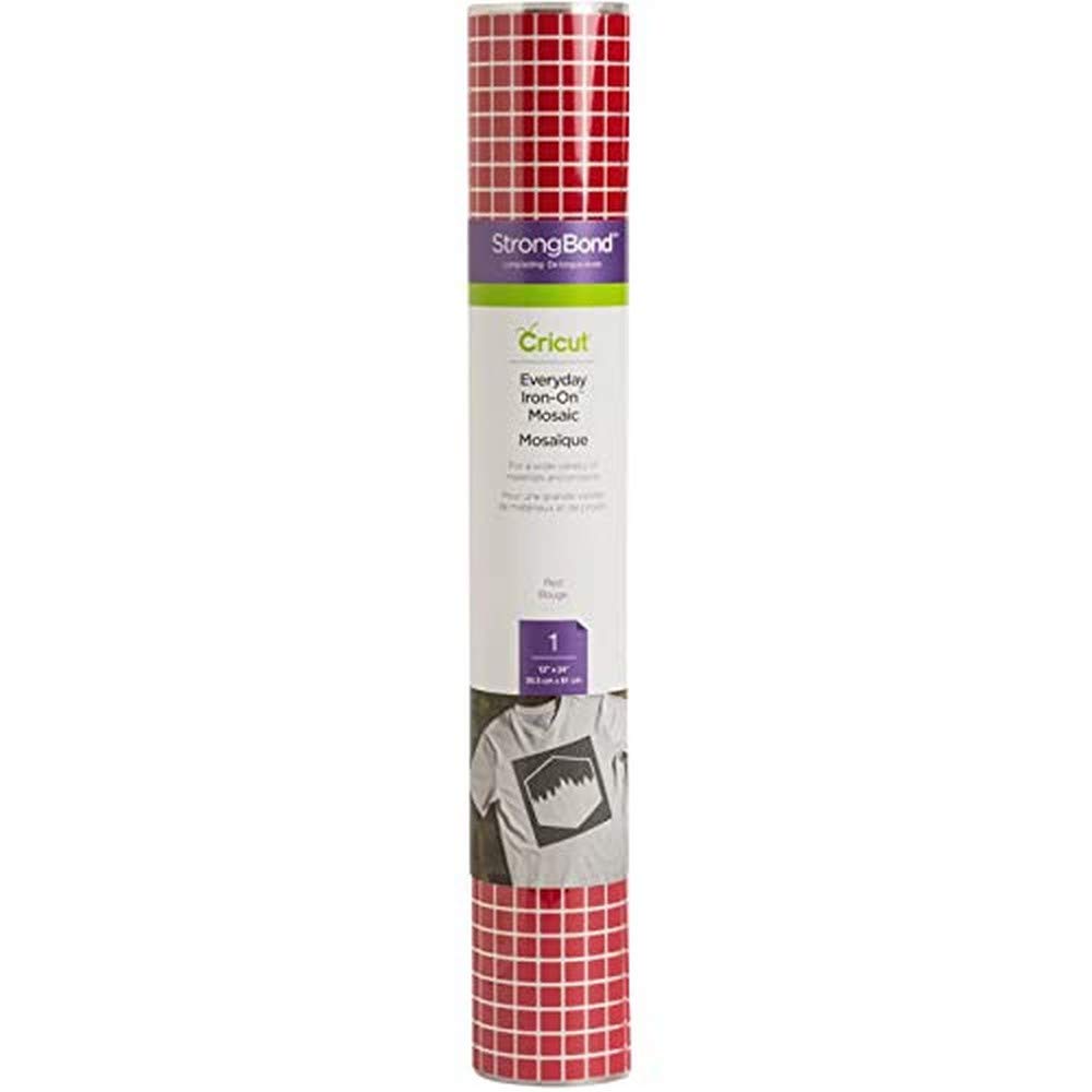 Cricut Iron On | Mosaic Squares Red | 61 cm (24 ft) | Heat Transfer Vinyl Roll (HTV) | for use with All Cricut Cutting Machines