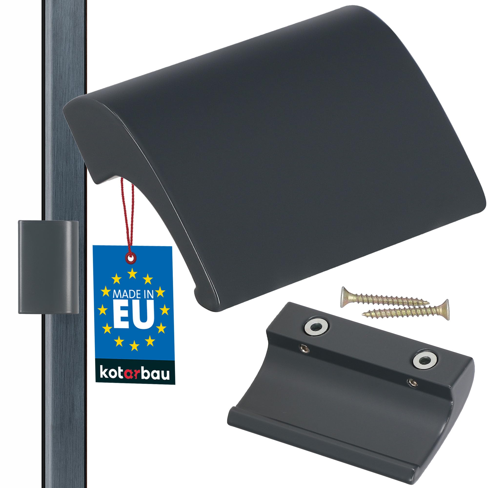 KOTARBAU Balcony Door Handle Grey Anthracite RAL 7016 – Terrace Door Handle DE Luxe – Secure – Universal Pull Handle – Aluminum Balcony