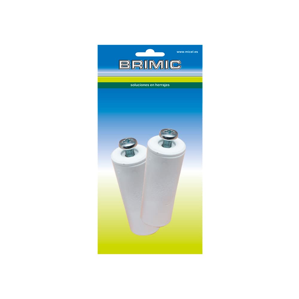 BRIMIC 91778 Roller Blind Stopper, Pack of 2, Includes Metal Screw Metric 6, White Plastic, 60 x 20 mm