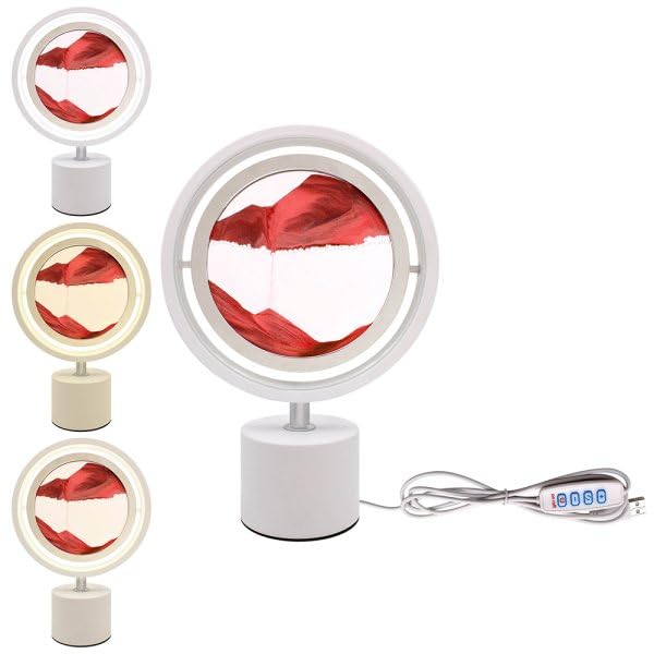 Lesser & Pavey Quicksand Lamp with Light for Decor | Rotatable Moving Sand Art Lamp for Night Light | Artistic Gift for Home Decor & Desk Lamp – Quicksand Lamp Red