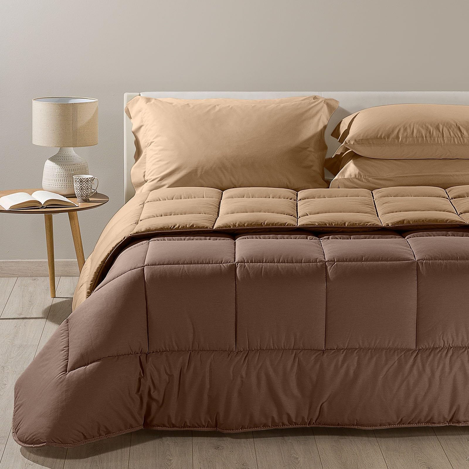 Caleffi - Bicolor Solid Color Quilt Square and Half Moka