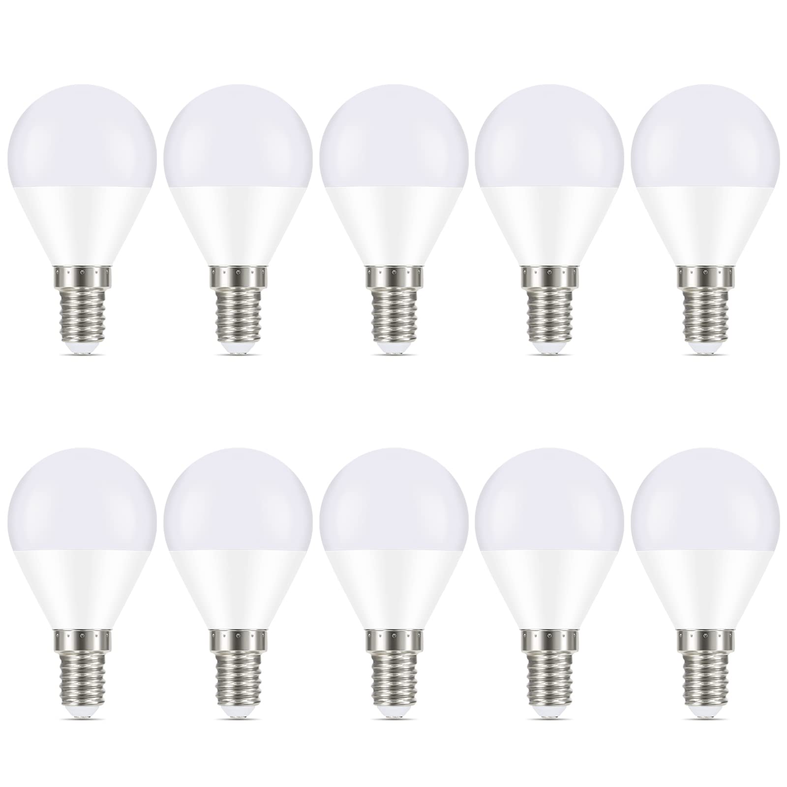 LEDYA LED E14 Golf Ball Bulb, Small Edison Screw Bulb, 5W SES Light Bulbs, P45 E14 40W Incandescent Bulb Equivalent, 400LM, 3000K Warm White, Non Dimmable, Pack of 10, 19028