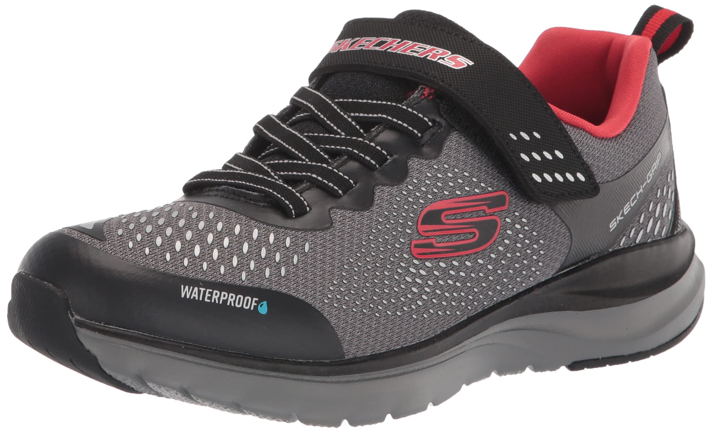 Skechers 403847L CCBK Sneaker, Charcoal Textile/Black Trim, 10 UK