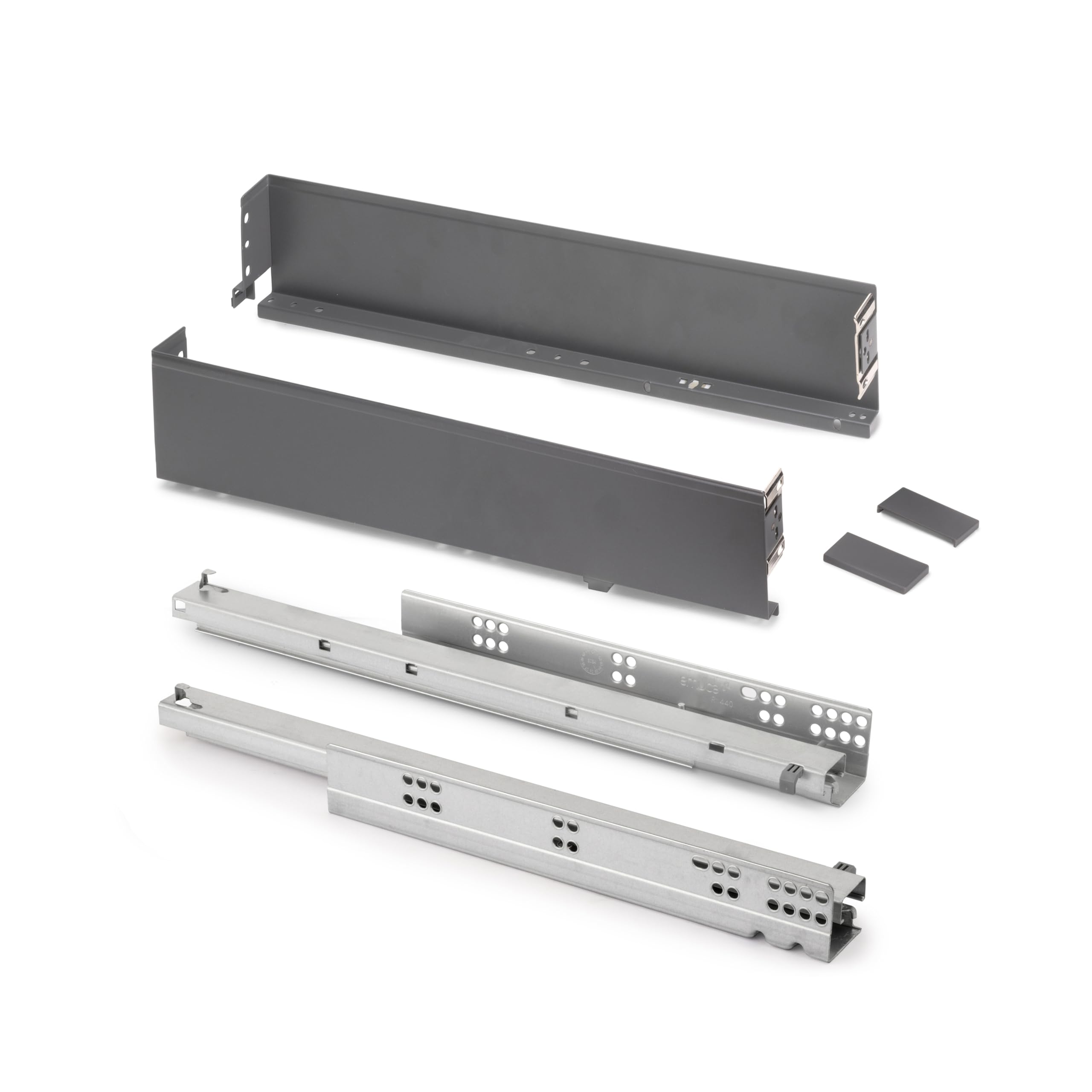 Emuca - Simplex 25kg (55,1 lb) External Drawer Height 88mm (3,4"), Depth 440mm (17,3"), Steel, Anthracite Grey