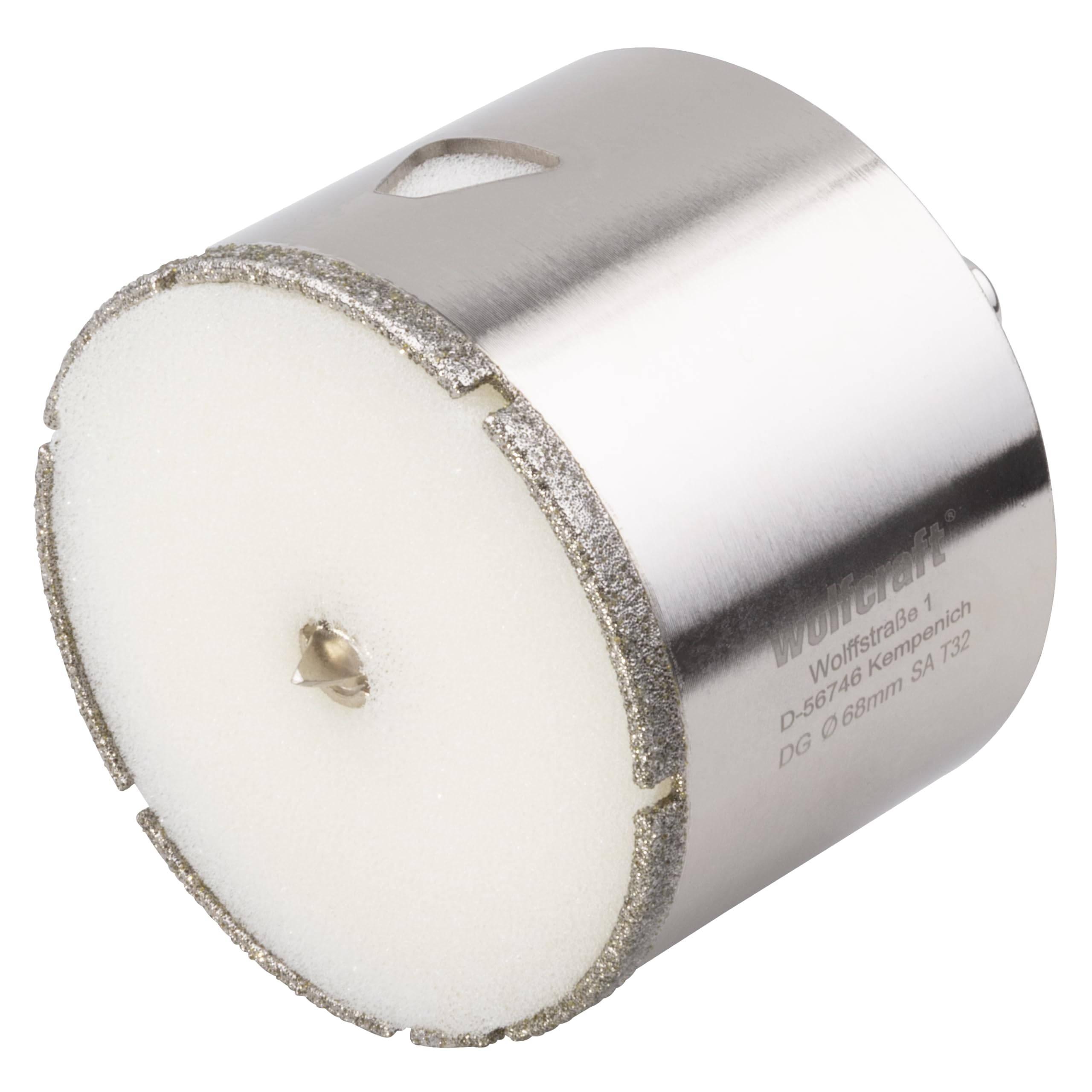 Wolfcraft 5931000 Diamond Ceramic Hole Saw accessory with 10 mm Shank and 68 mm Ø Sponge Included