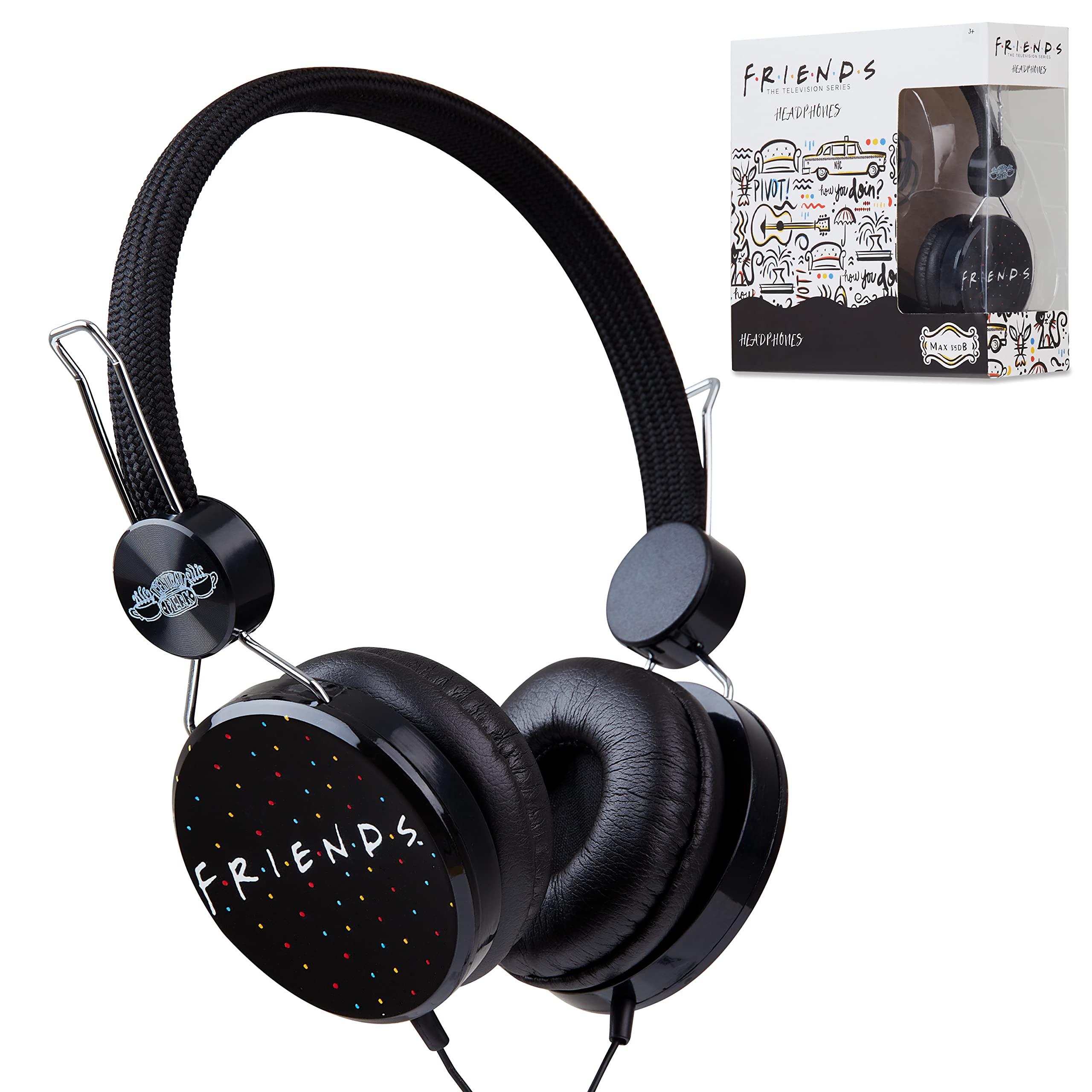 FRIENDS Kids Headphones, Over The Ear Adjustable Wired Head Phone For Music Phone Laptop Tablet, Official TV Show Gifts For Boys And Girls