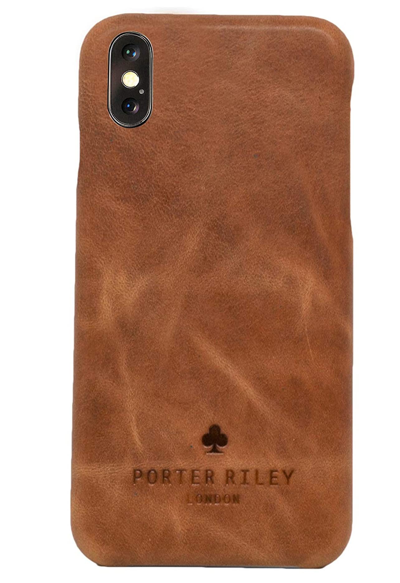 PORTER RILEY - Leather Case for iPhone X/iPhone Xs. Premium Genuine Leather Slimline Back Case (Tan)