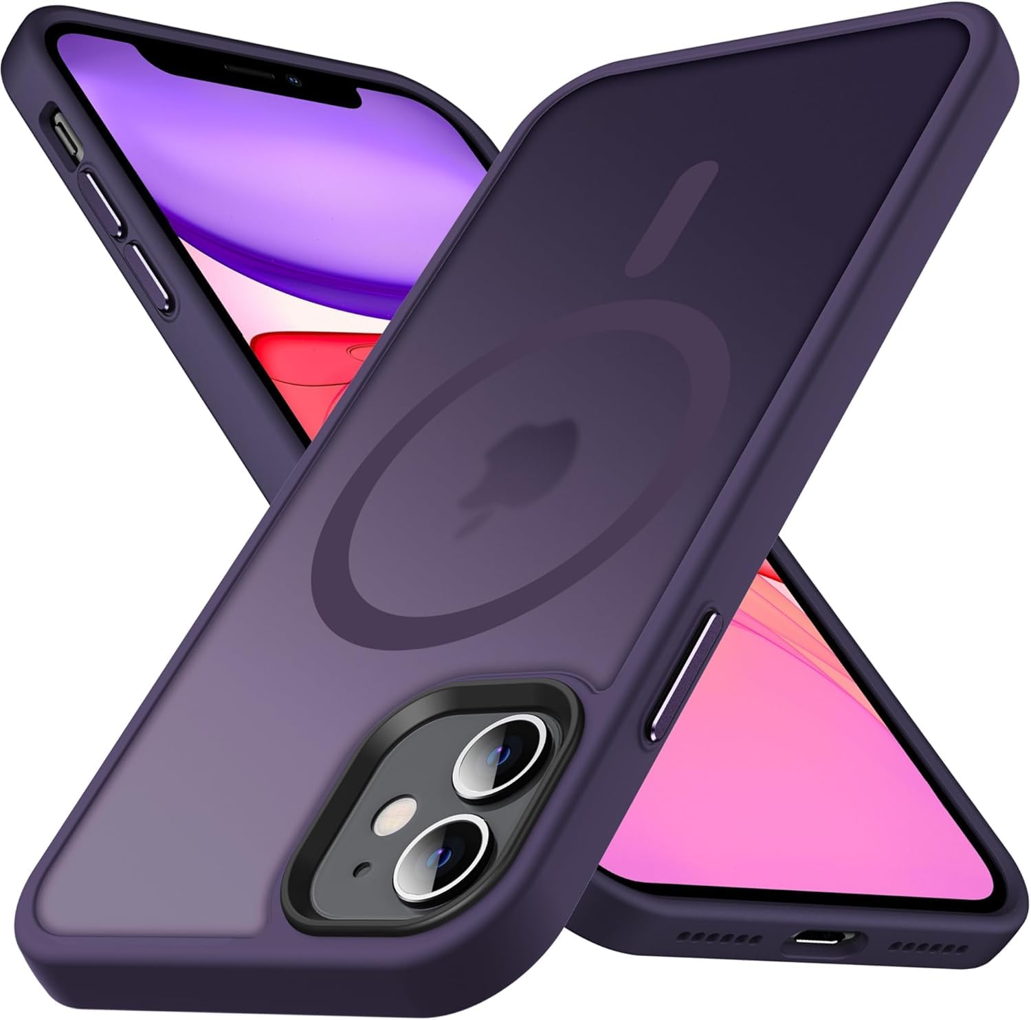 Anqrp Designed for iPhone 11 Magnetic Case, Compatible with Magsafe, Shockproof Soft TPU Bumper, Scratch-Resistant Back, Anti Fingerprint for iPhone 11 Cover 6.1", Dark Purple