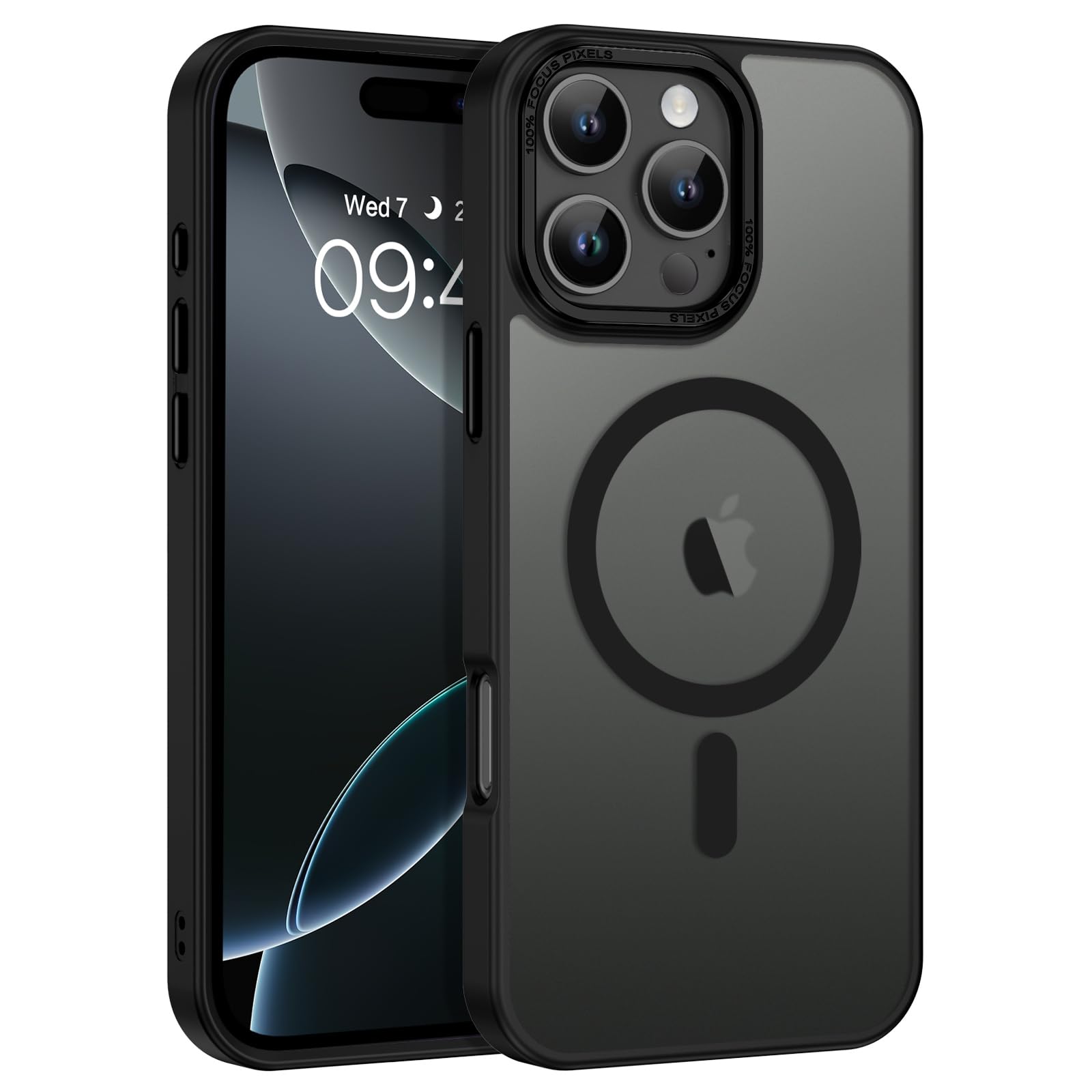 BENTOBEN for iPhone 16 Pro Max Case 2024, Translucent Matte Slim Shockproof Protective Case with MagSafe Compatibility, Black