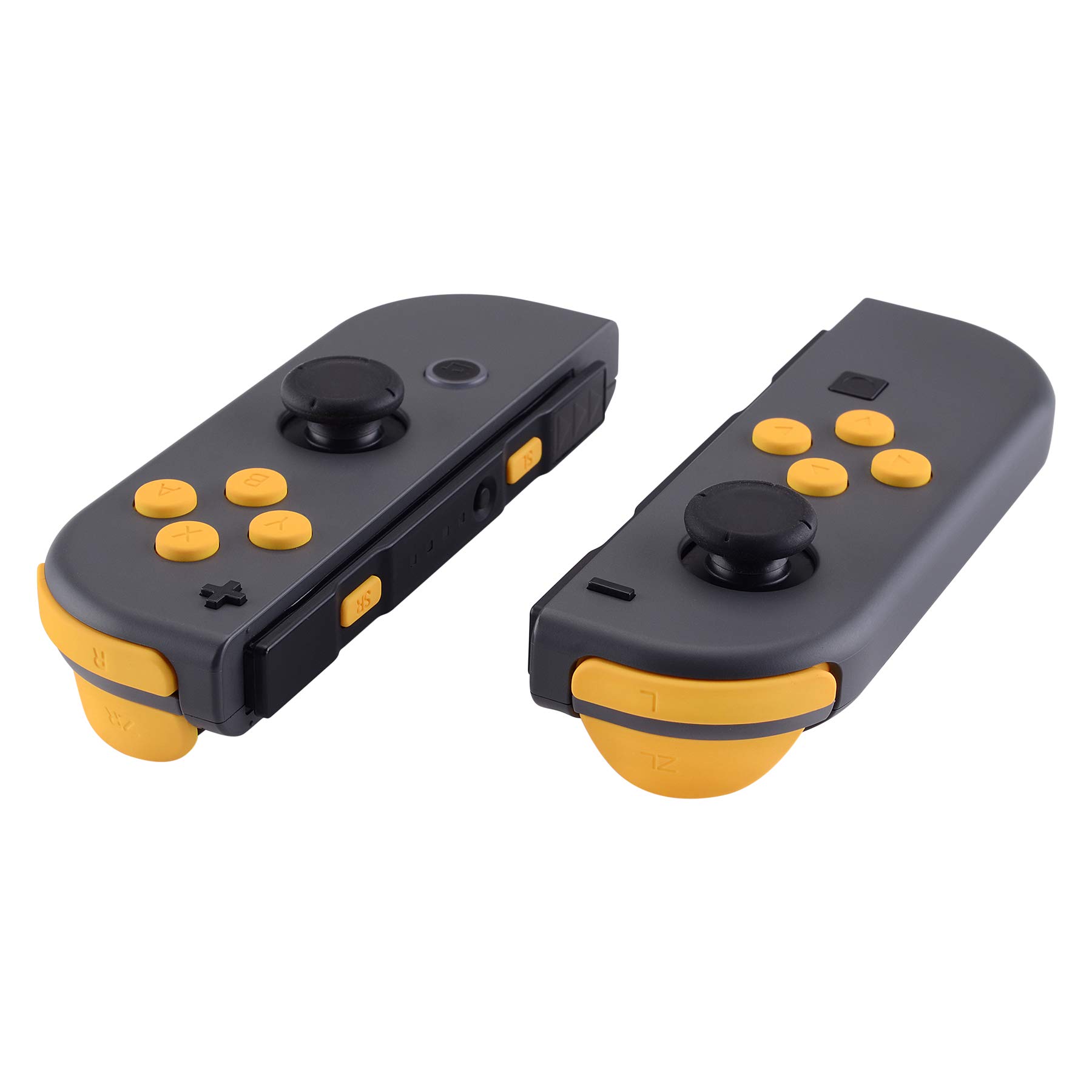 eXtremeRate Caution Yellow Replacement ABXY Direction Keys SR SL L R ZR ZL Trigger Buttons Springs, Full Set Buttons Repair Kits with Tools for Nintendo Switch Joycon & Switch OLED Joy con