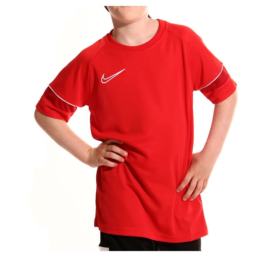 Nike Boy's Dri-FIT Academy 21 Short Sleeve Jersey, University Red/White/Gym Red/White, XS