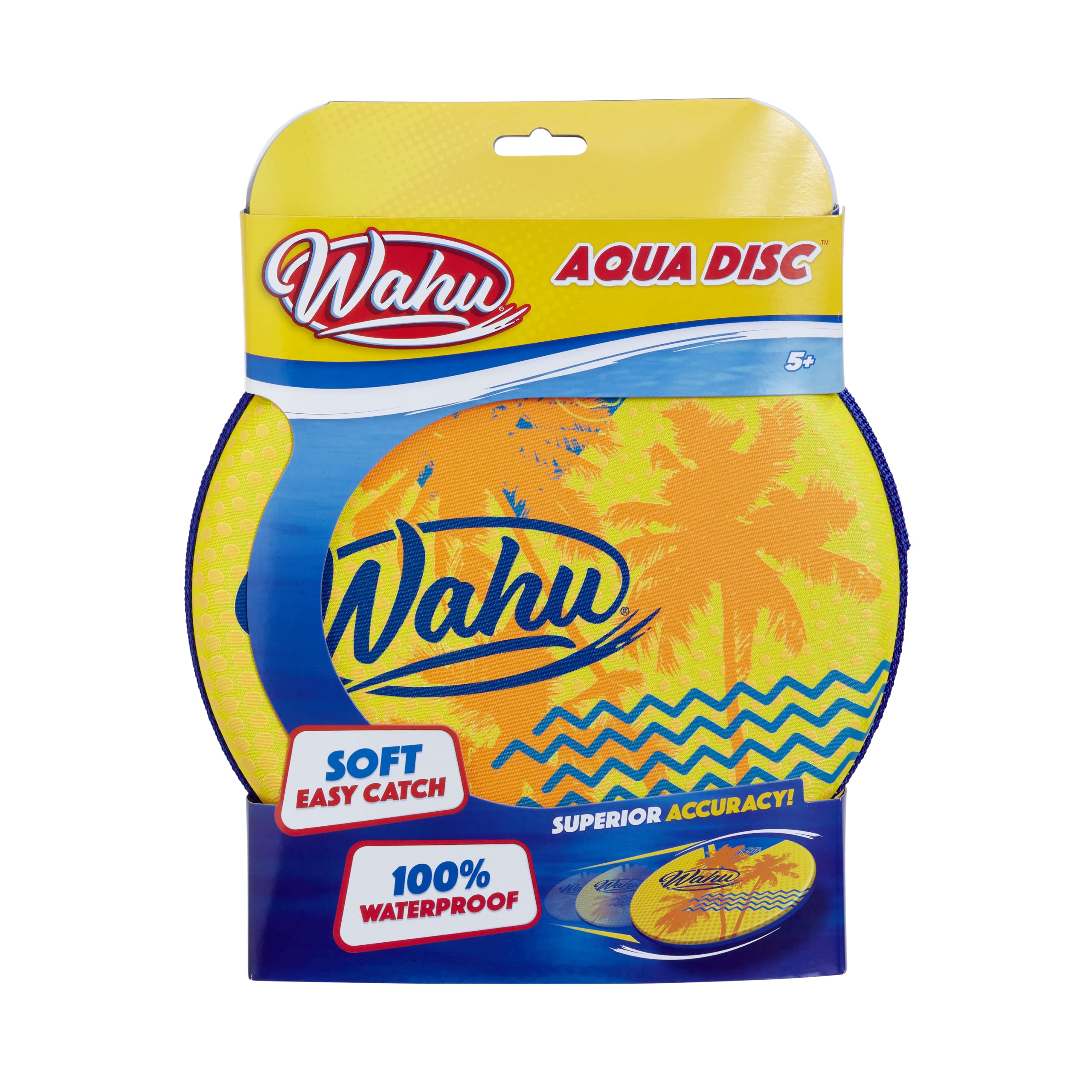 Wahu Aqua Disc - Palm Tree Yellow | 100 Percent Waterproof Flying Disc Toy | Easy Throw and Catch | Ideal Garden or Beach Toy | Ages 5 Plus